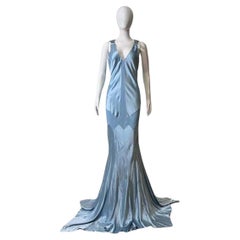 Roberto Cavalli 2005 Baby Blue Silk Maxi Gown