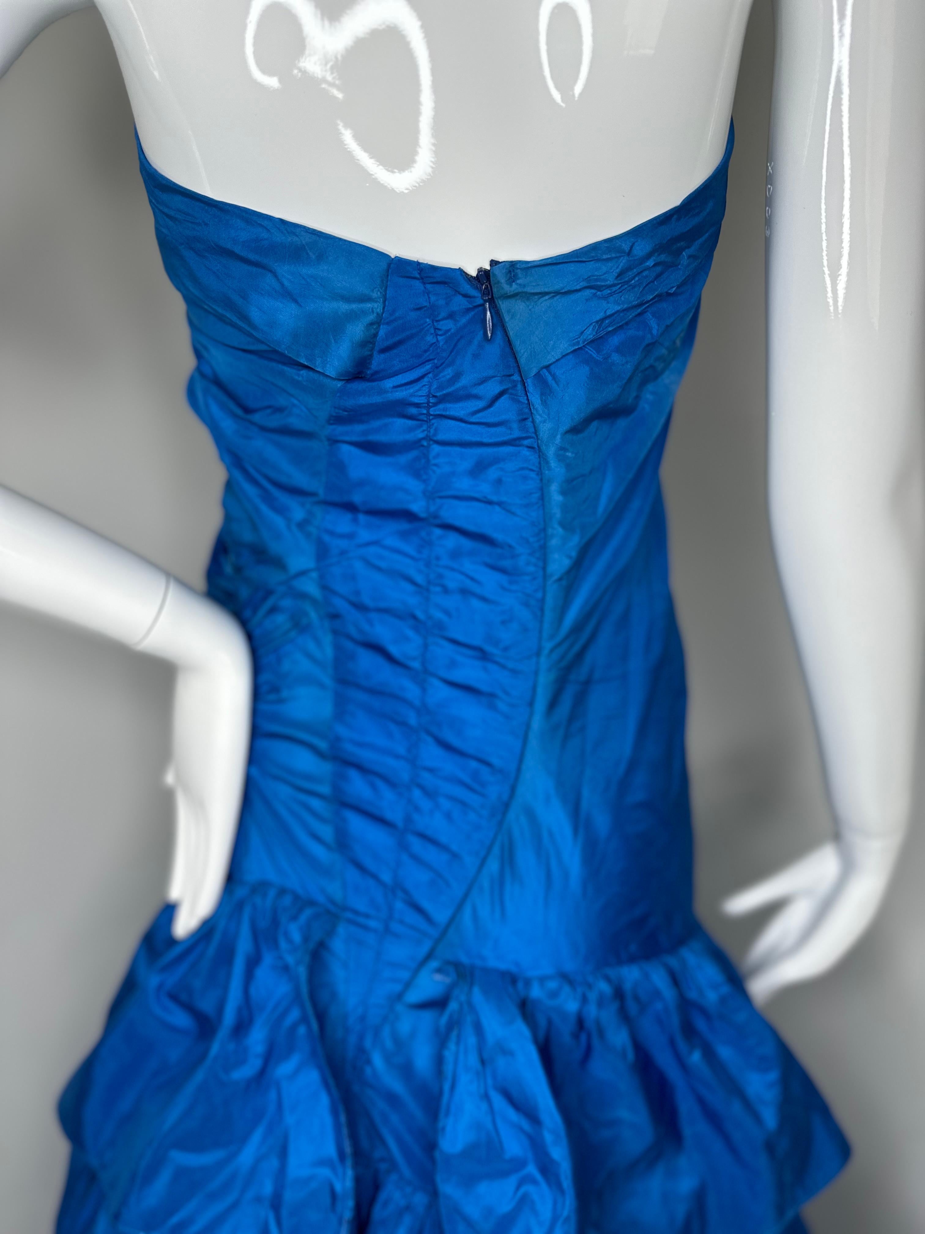 Roberto Cavalli 2005 Blue tiered maxi gown dress For Sale 8