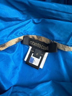 Roberto Cavalli 2005 Blue tiered maxi gown dress