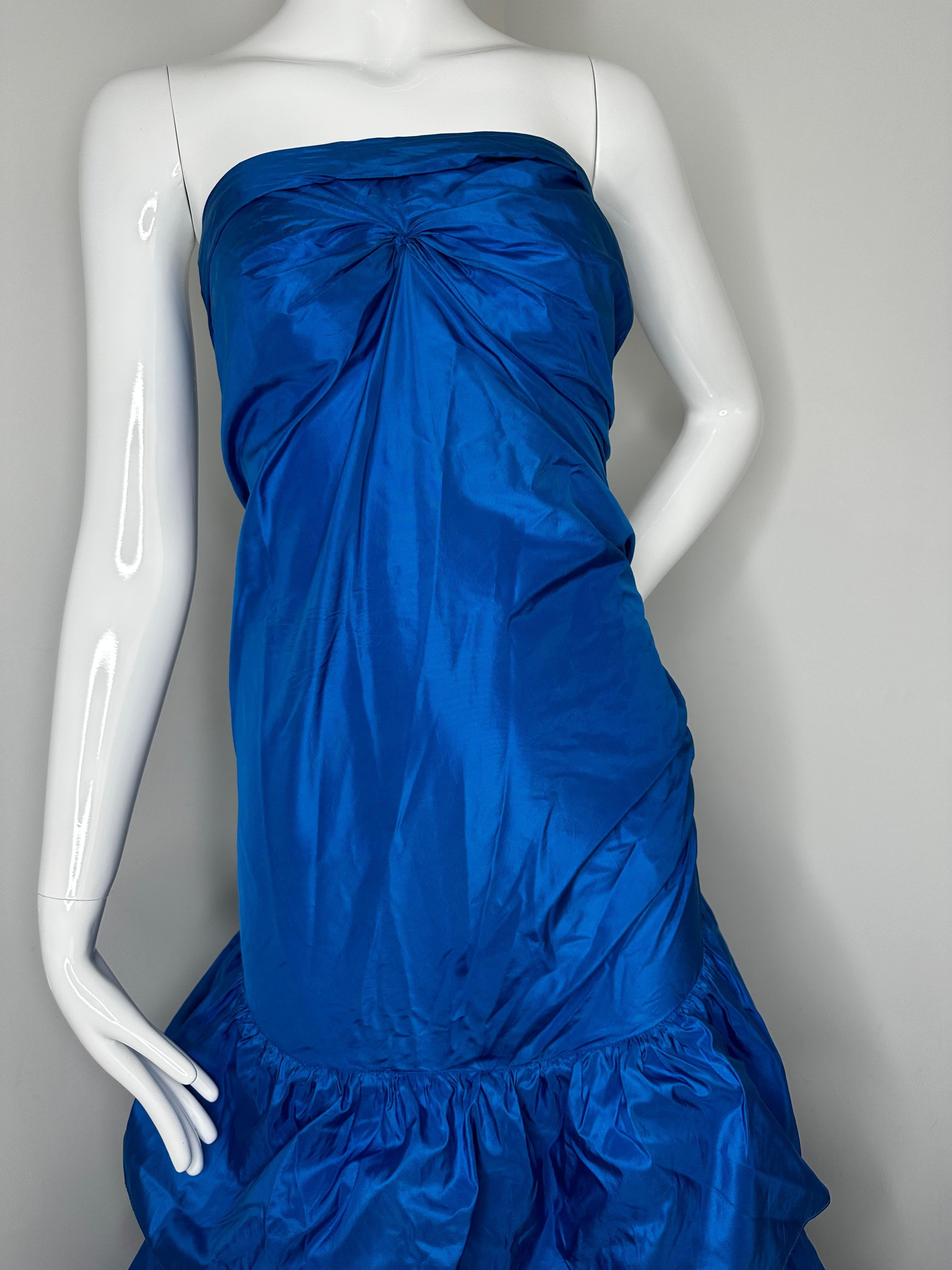 Roberto Cavalli 2005 Blue tiered maxi gown dress For Sale 3