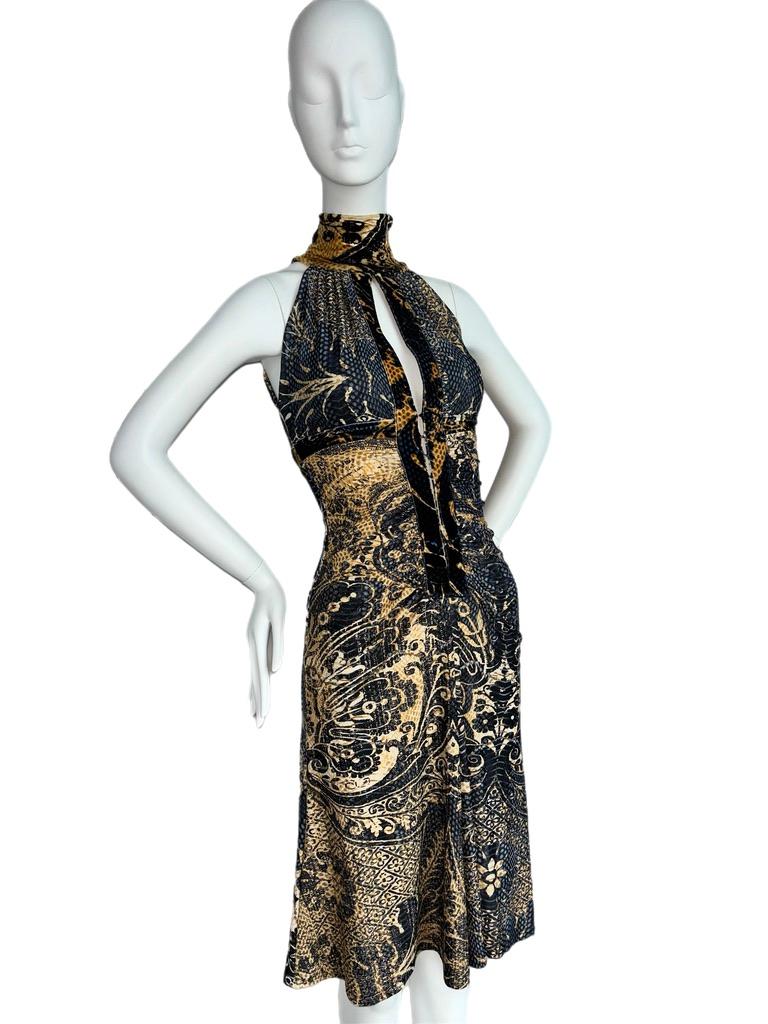 ROBERTO CAVALLI 2005 Vintage Baroque Vintage Hook & Eye Dress In New Condition In Leonardo, NJ
