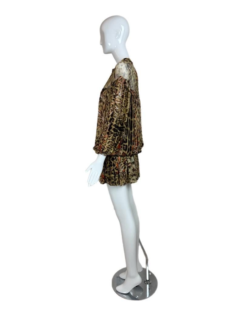 ROBERTO CAVALLI 2005 Vintage Seiden-Laufsteg-Minikleid Koralle Leopard im Angebot 2