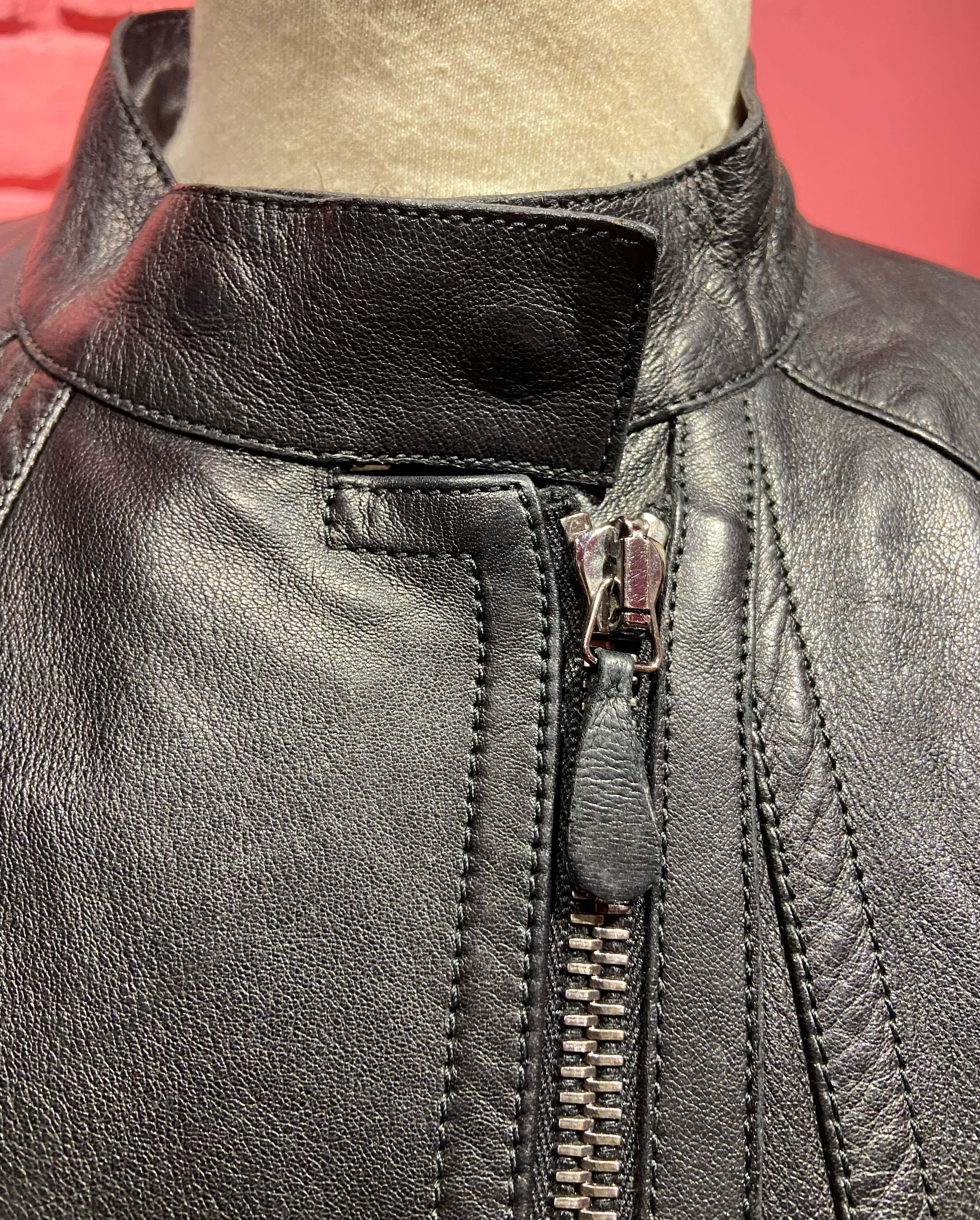Roberto Cavalli 2006 Viintage Leather Double Zip Jacket In Excellent Condition In London, GB