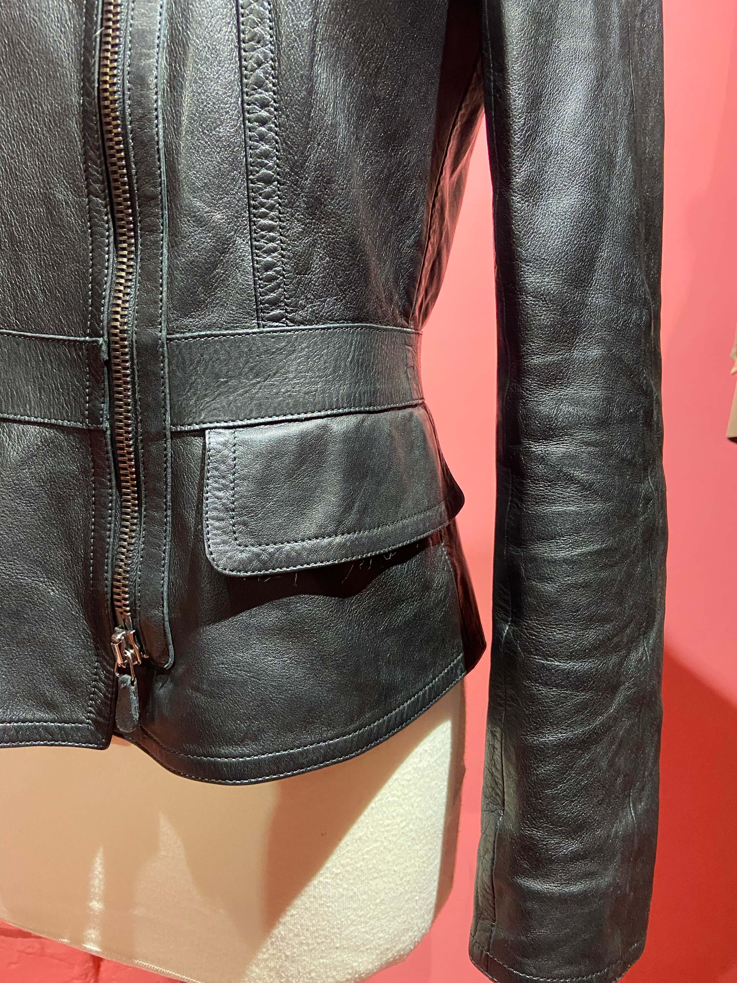 Women's or Men's Roberto Cavalli 2006 Viintage Leather Double Zip Jacket