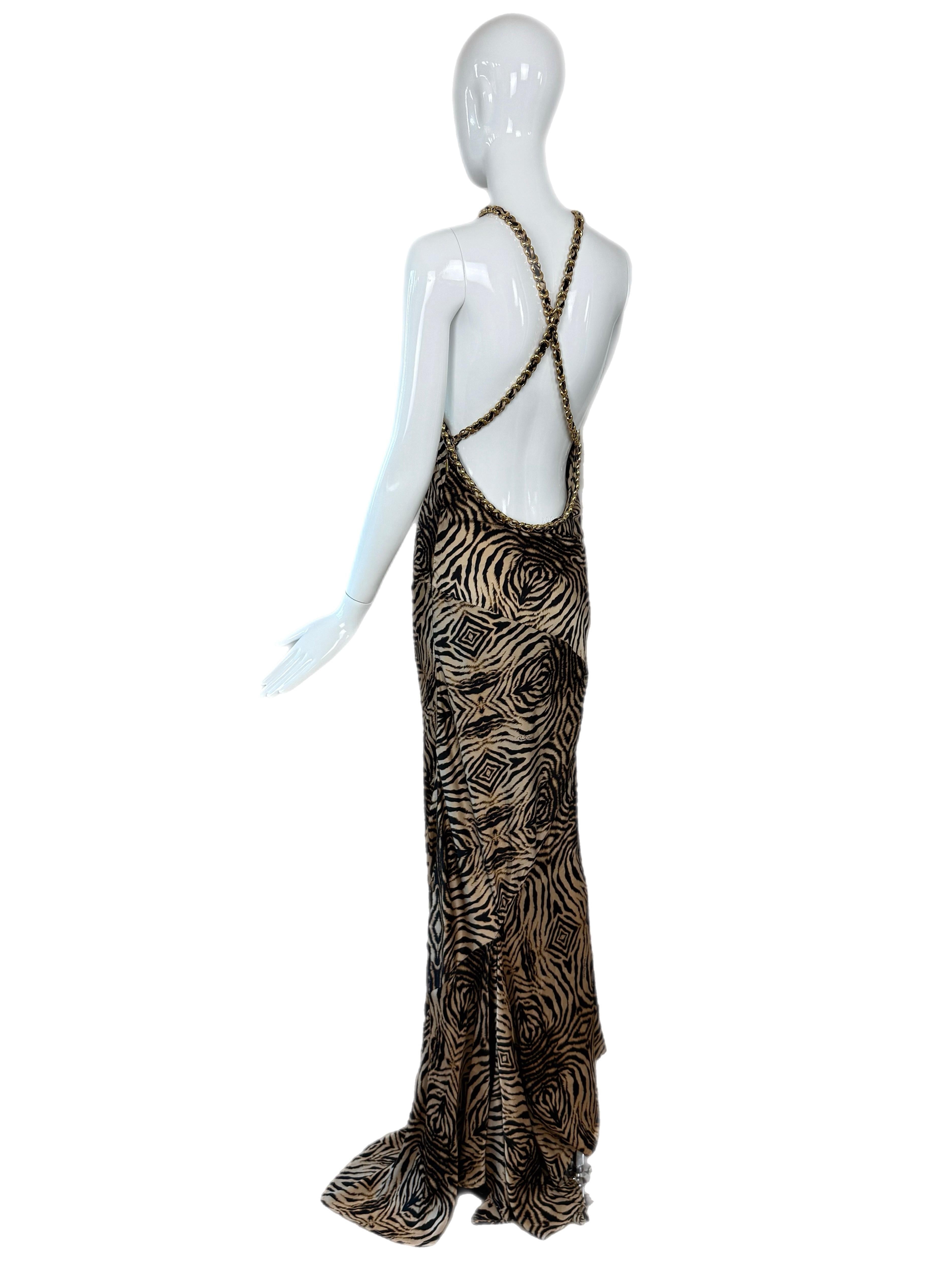 ROBERTO CAVALLI 2006 Bata vintage de seda con estampado animal y espalda. Cadenas en venta 1
