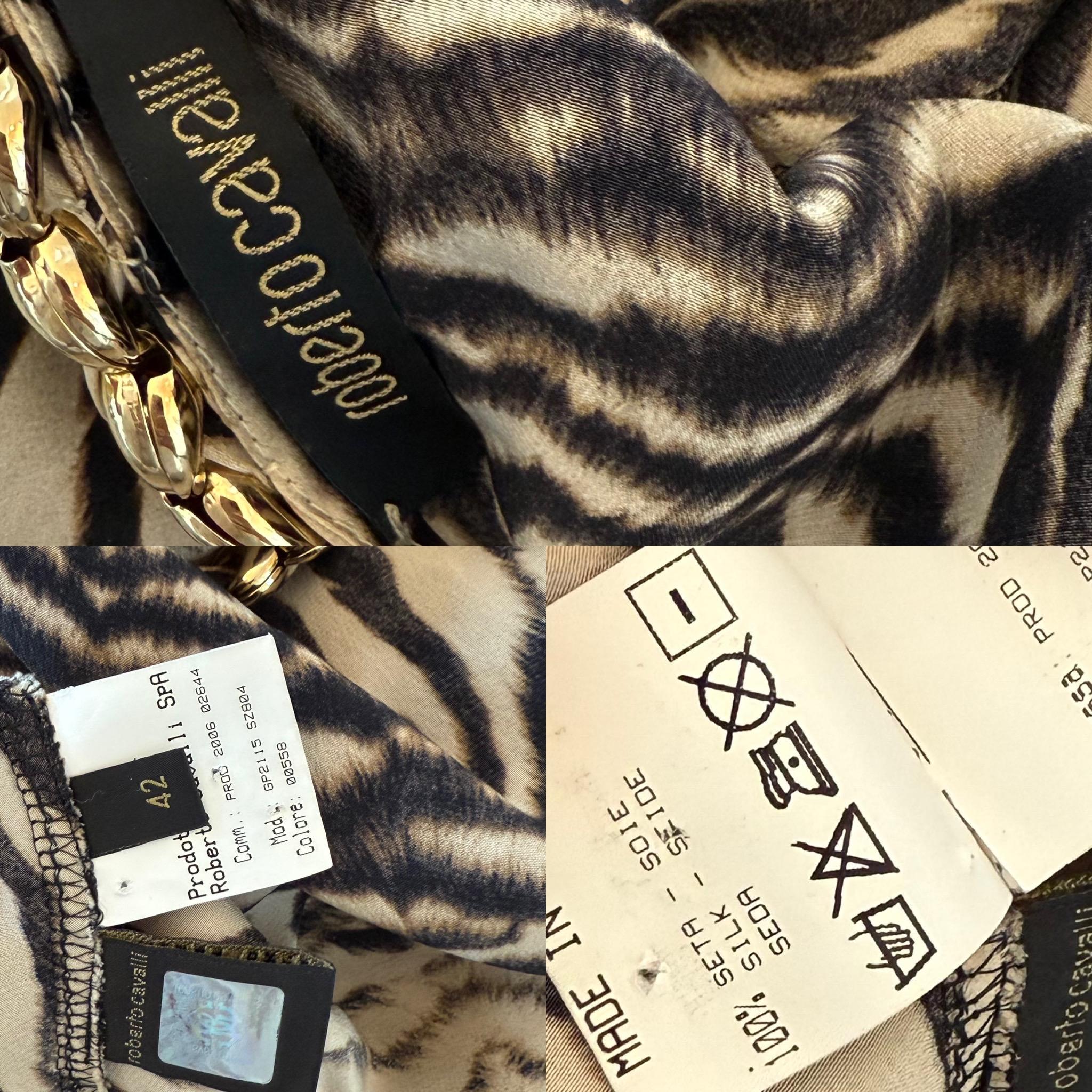 ROBERTO CAVALLI 2006 Bata vintage de seda con estampado animal y espalda. Cadenas en venta 3
