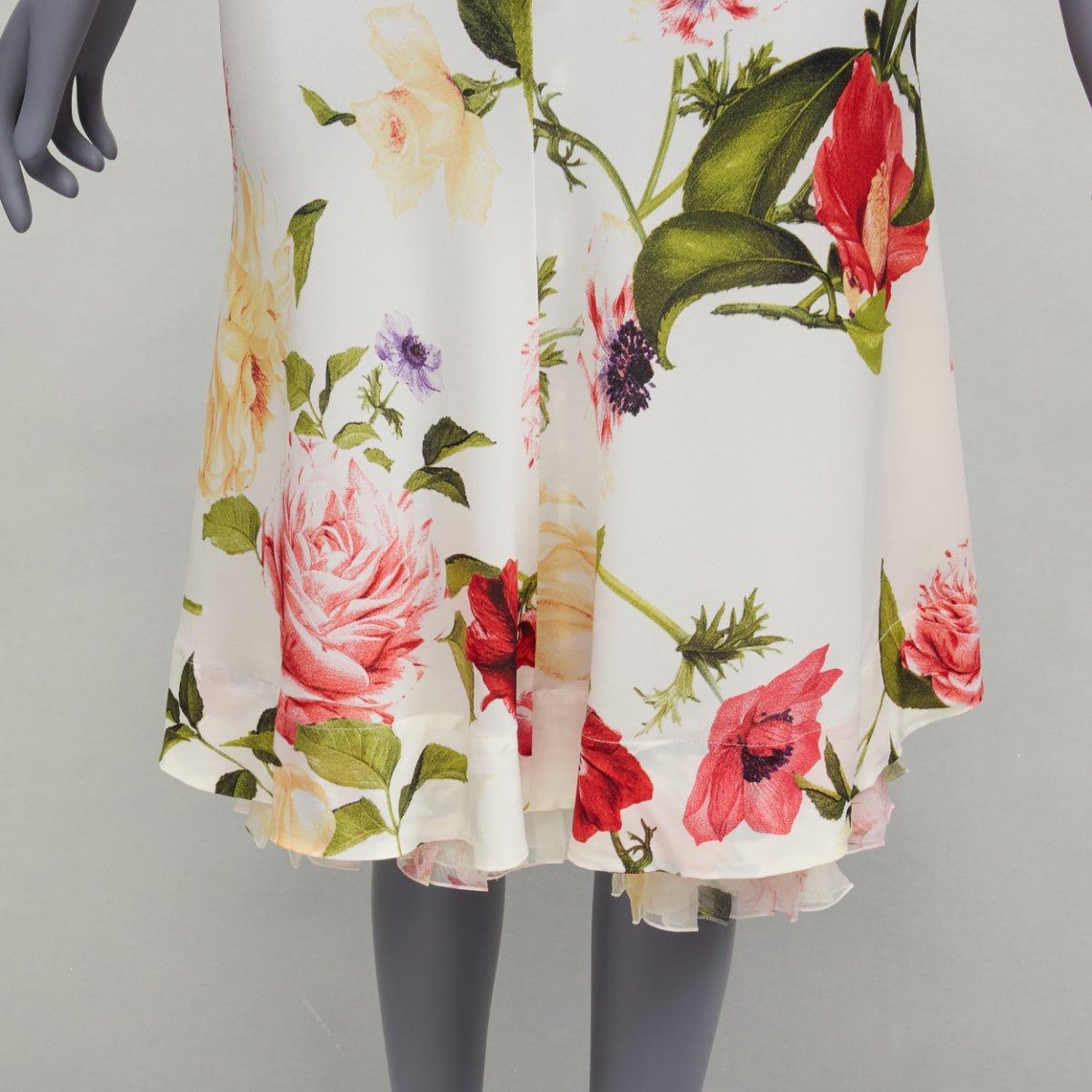 ROBERTO CAVALLI 2006 Vintage red floral logo ruffle blouseIT44 L skirt IT42 M 5
