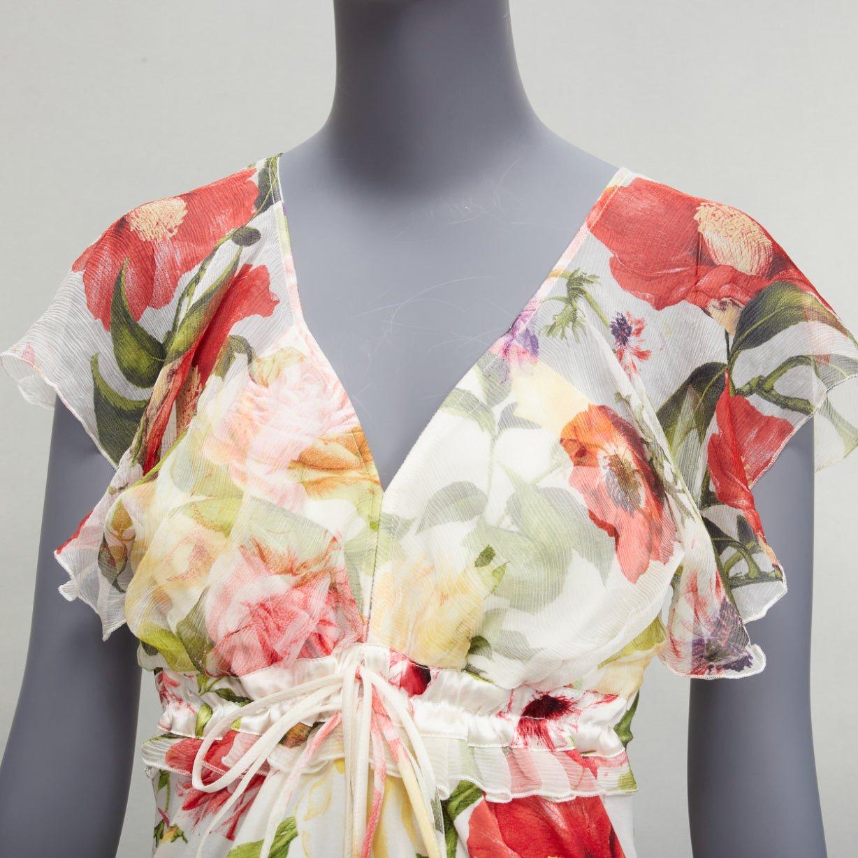 ROBERTO CAVALLI 2006 Vintage red floral logo ruffle blouseIT44 L skirt IT42 M 4