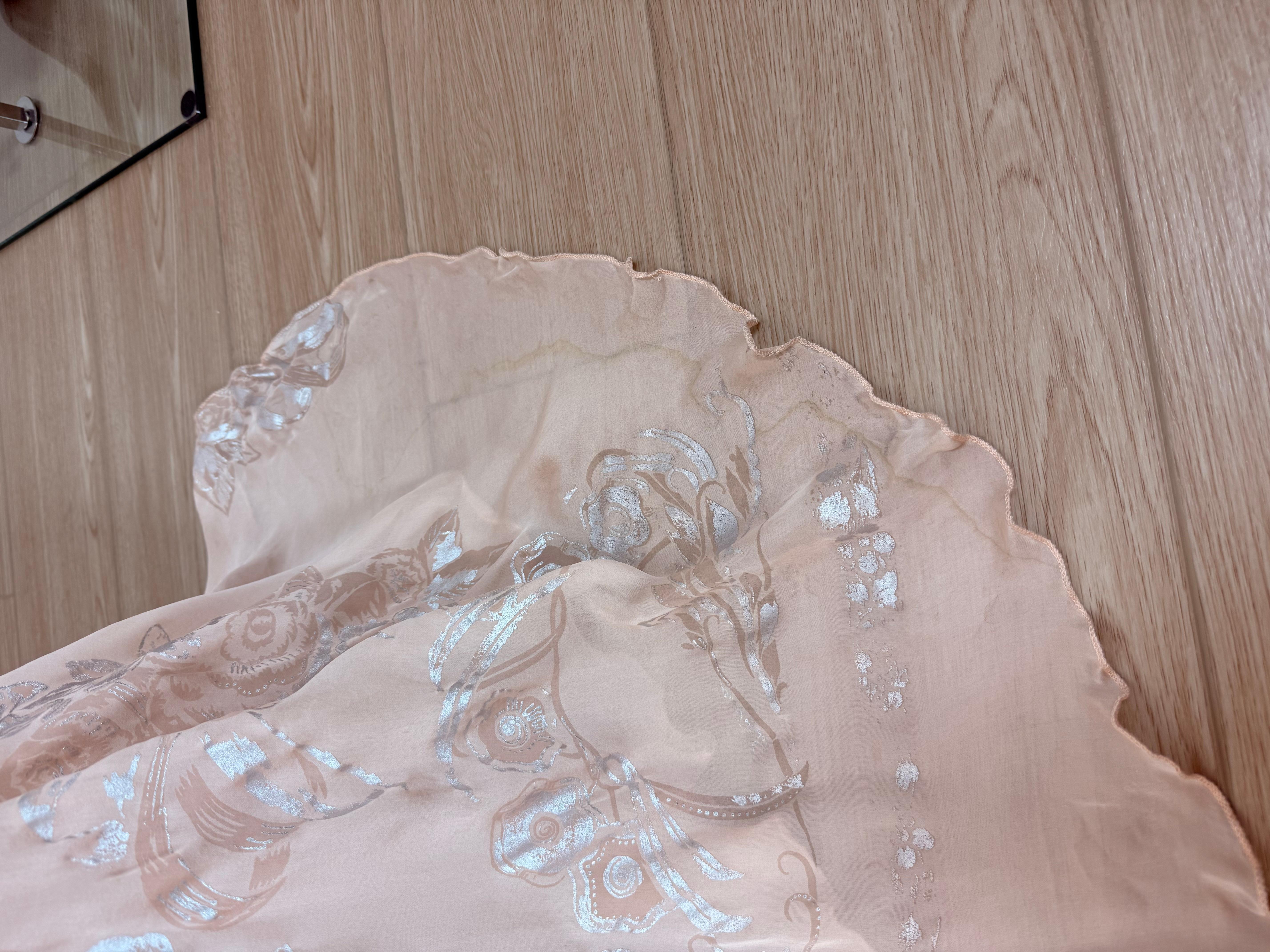 ROBERTO CAVALLI 2006 Vintage Silk Peach + Silver Evening Gown Maxi Dress Floral 4