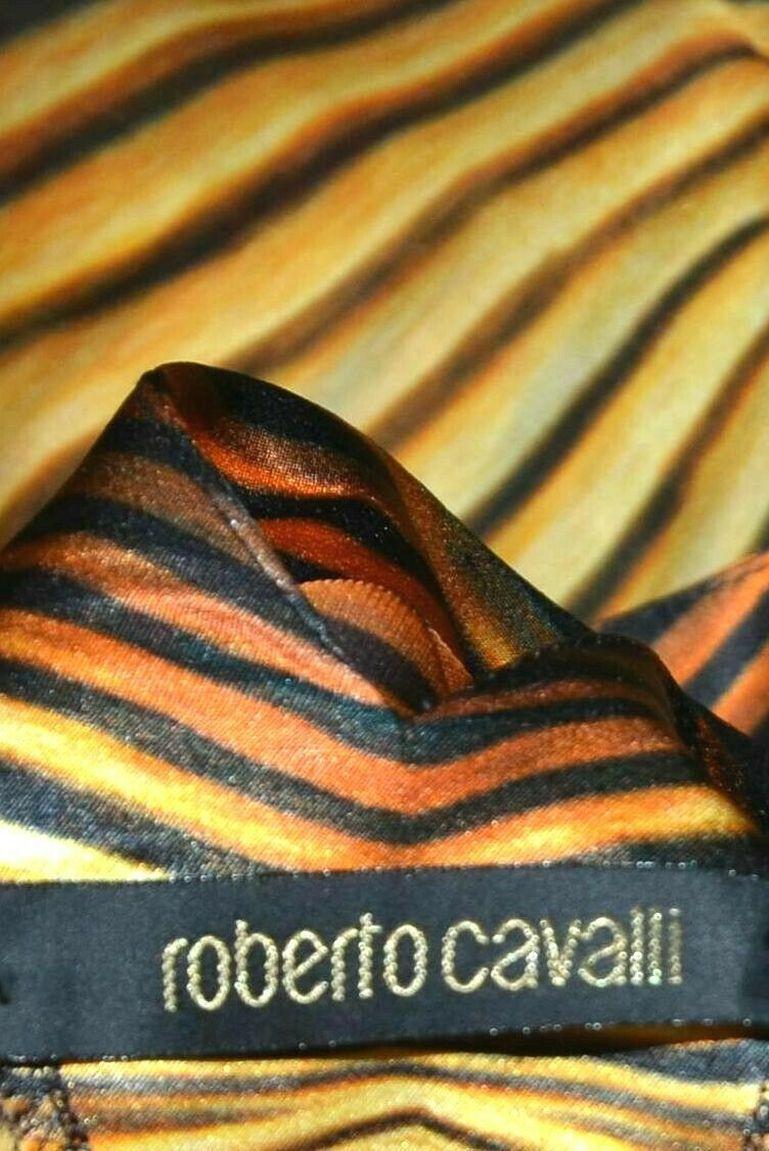 Roberto Cavalli 2007 Runway Tiger Long Maxi Gown Silk Kaftan Dress US 4 6 IT 42 5