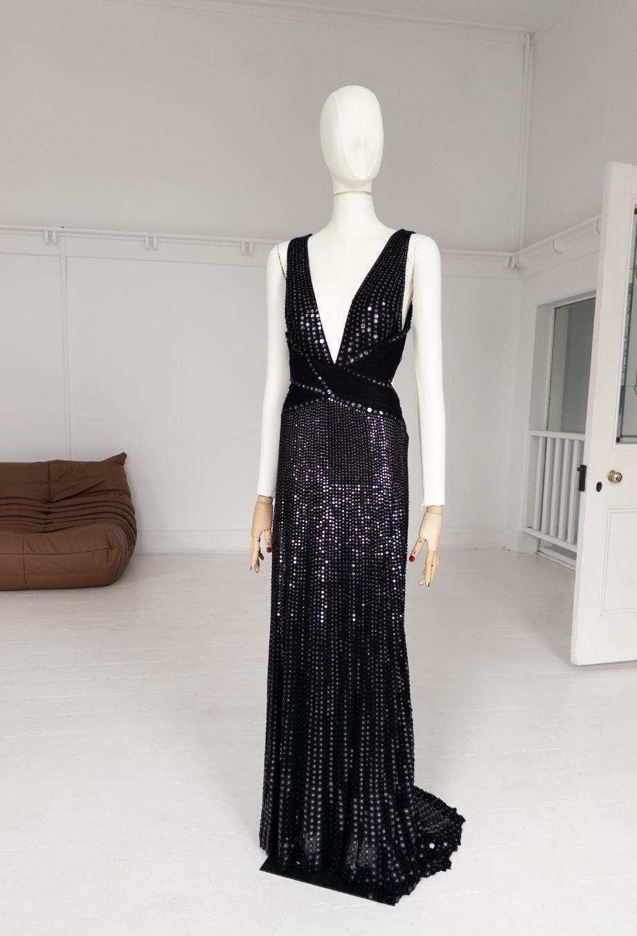 Roberto Cavalli 2007 Vintage Maxi Sequin Gown Dress Sz IT38 en venta 3