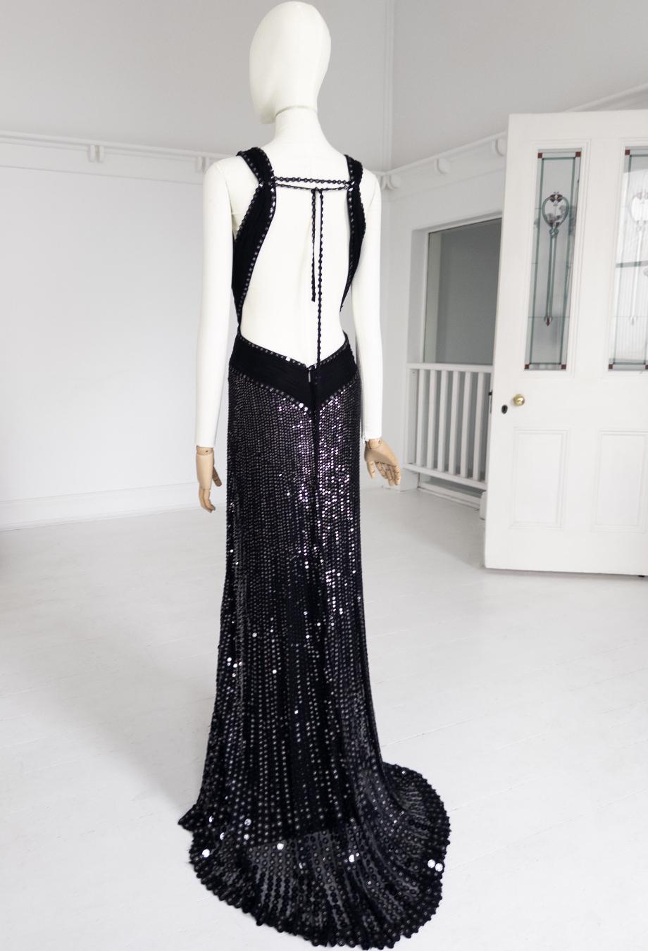 Roberto Cavalli 2007 Vintage Maxi Sequin Gown Dress Sz IT38 en venta 4