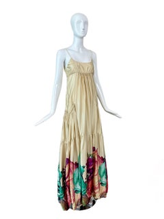 ROBERTO CAVALLI 2007 Vintage Silk Bubble Hem Gown w. Pockets Maxi Dress Rare