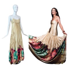 ROBERTO CAVALLI 2007 Vintage Silk Bubble Hem Gown w. Pockets Maxi Dress Rare