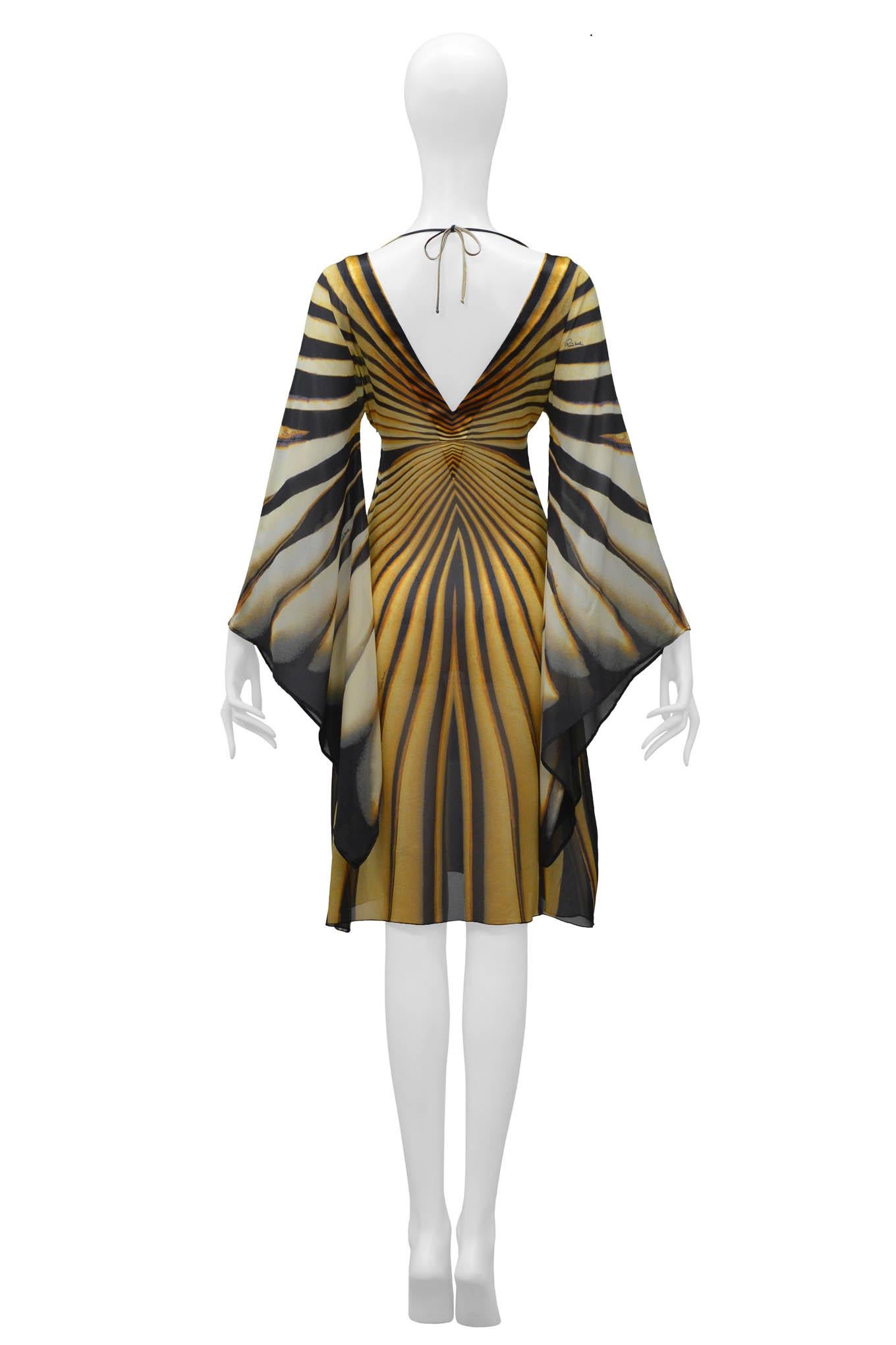Roberto Cavalli 2007 Yellow Monarch Butterfly Dress In Excellent Condition In Los Angeles, CA