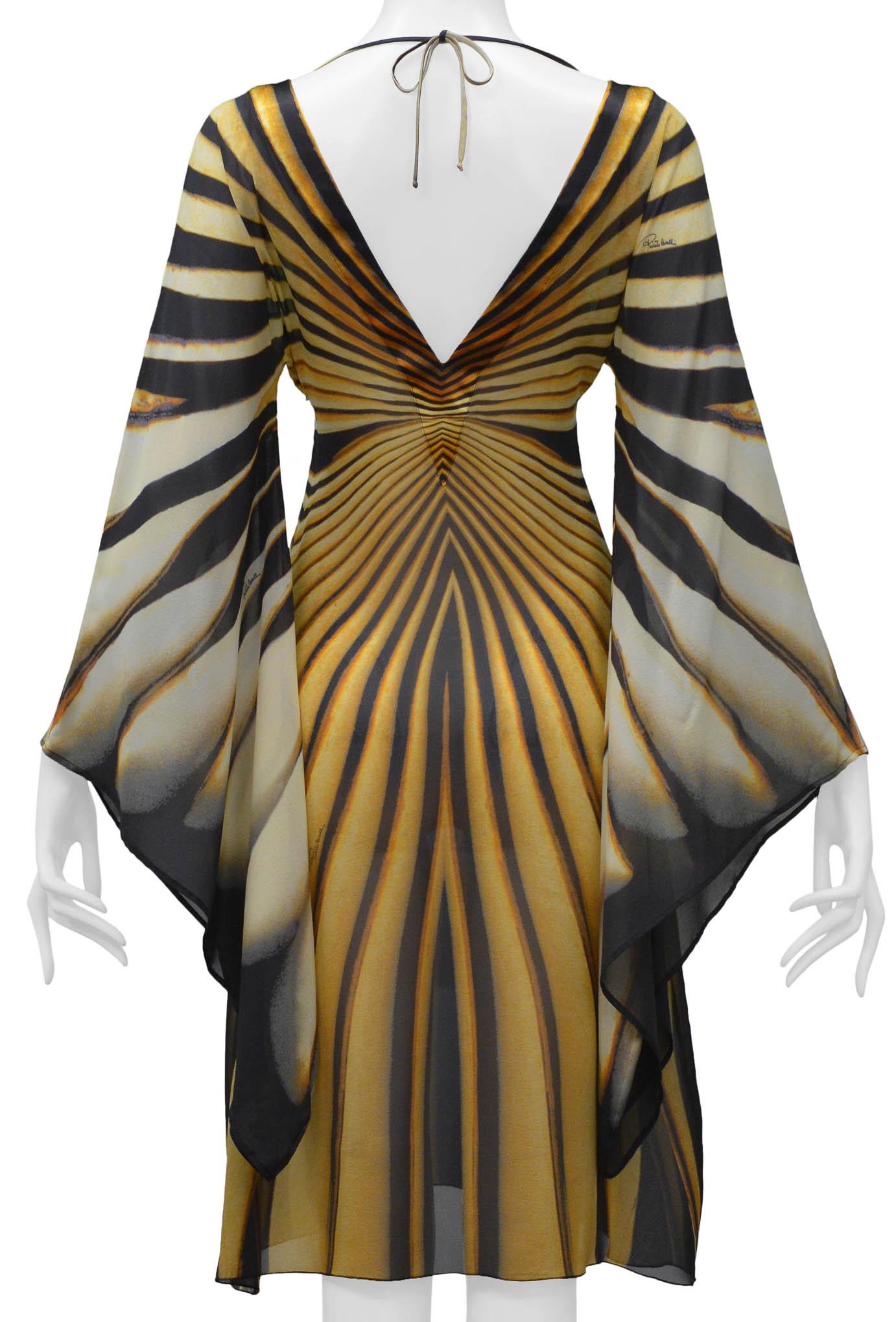 Roberto Cavalli 2007 Yellow Monarch Butterfly Dress 1