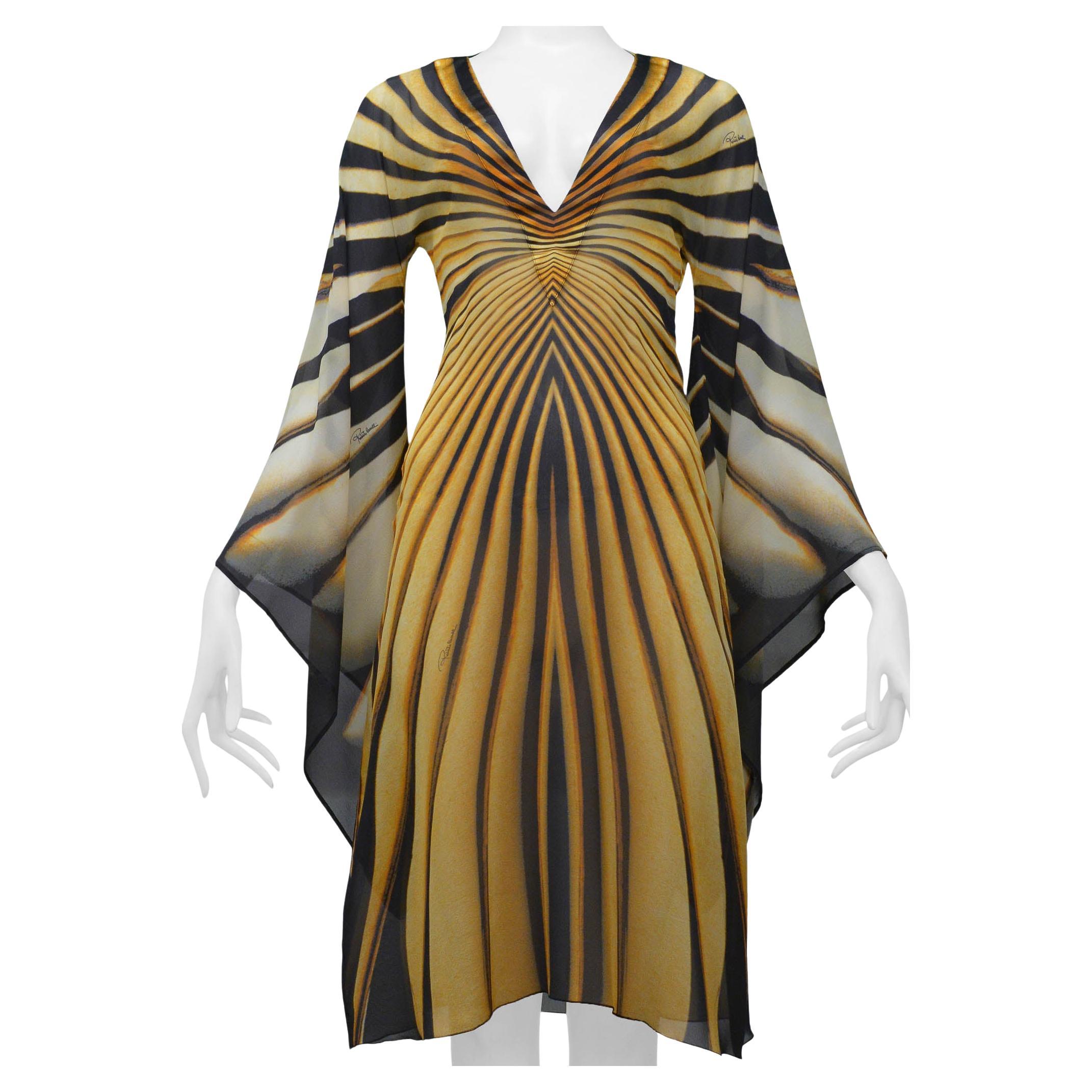 Roberto Cavalli 2007 Yellow Monarch Butterfly Dress