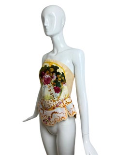 ROBERTO CAVALLI 2009 Vintage Runway Silk Boned Corset Bustier Top