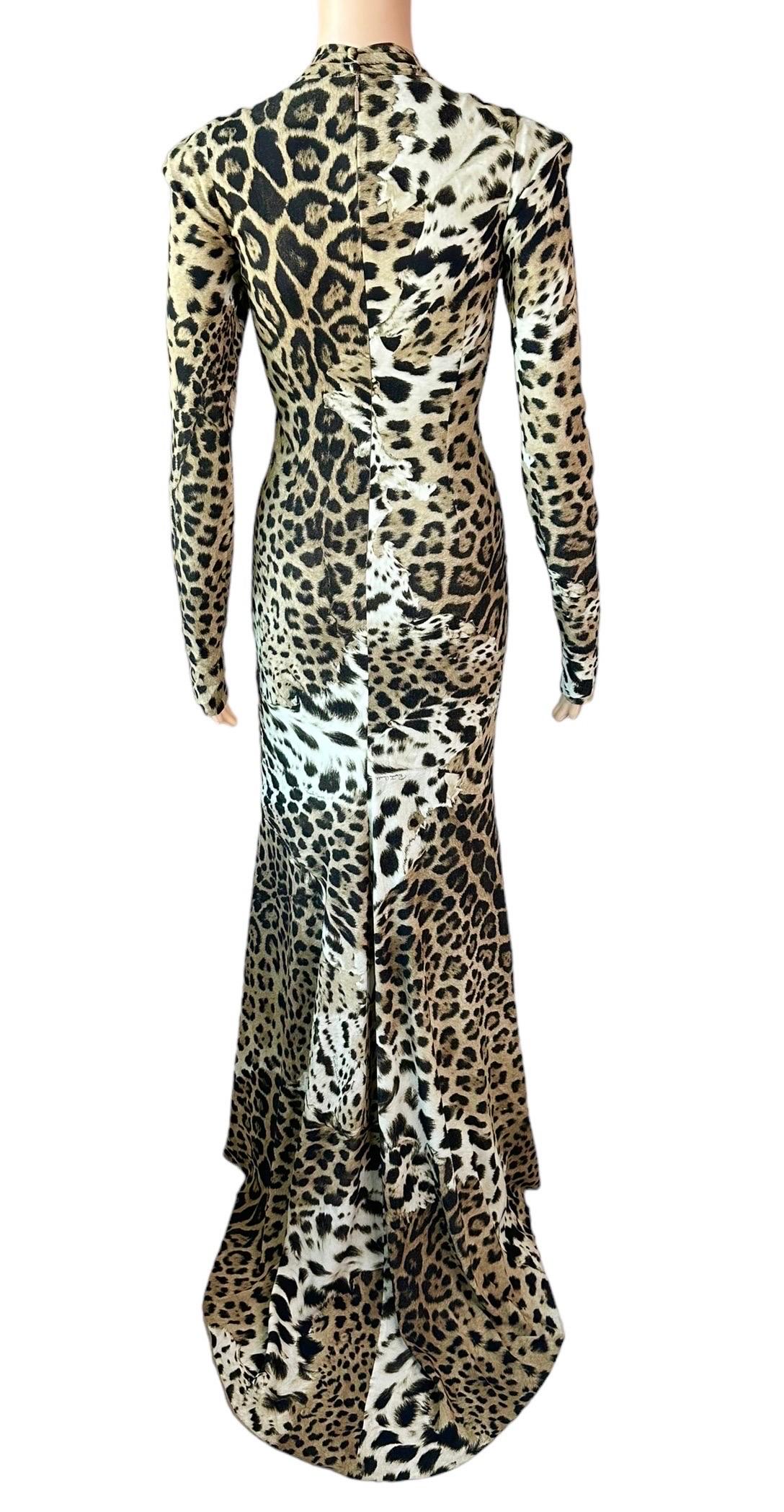 Roberto Cavalli 2010 Vestido de noche con estampado animal y corpiño adornado 6