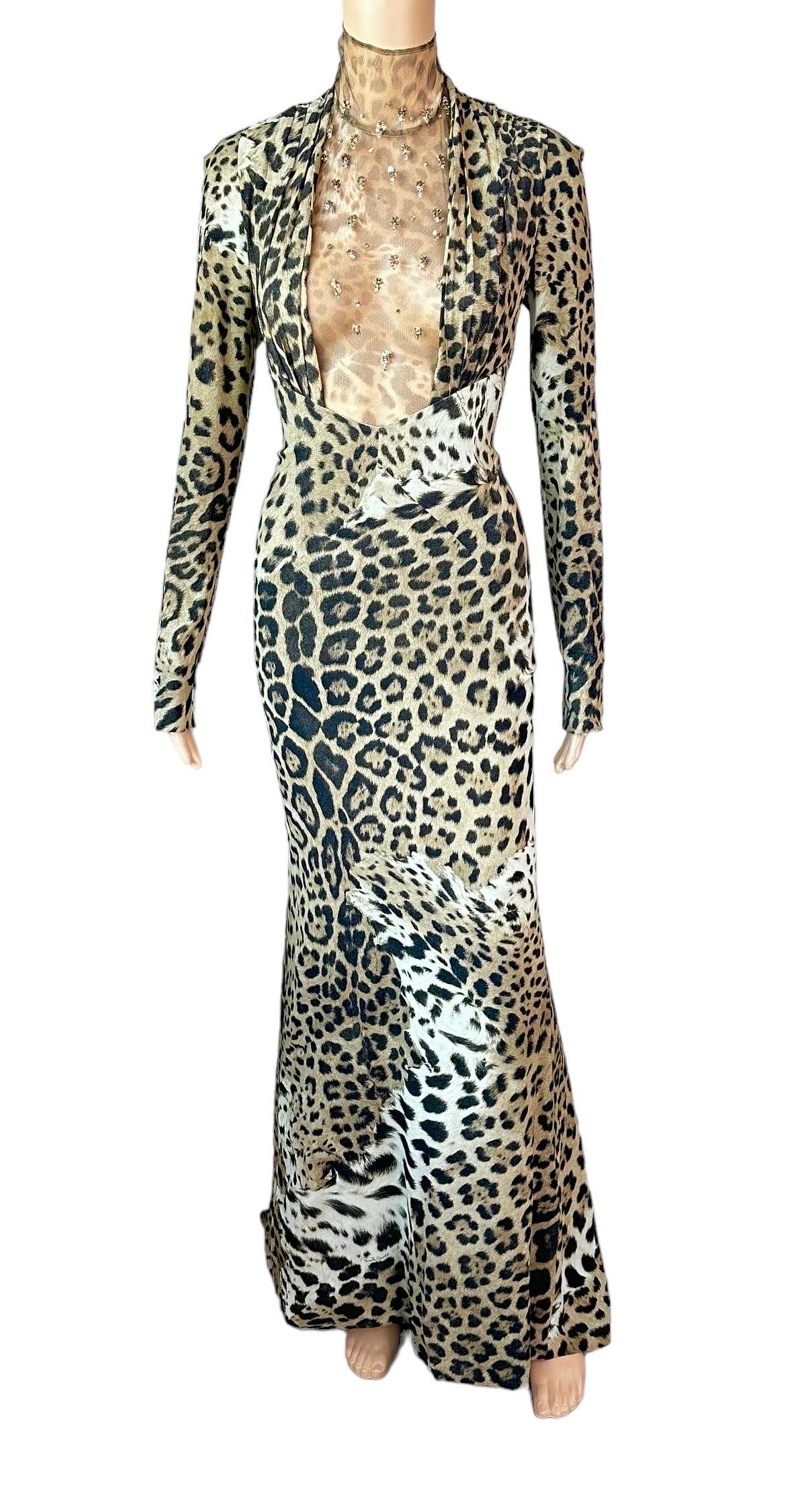 Roberto Cavalli 2010 Traje de noche con estampado animal Vestido de noche Conjunto de 2 piezas  
Talla IT 42