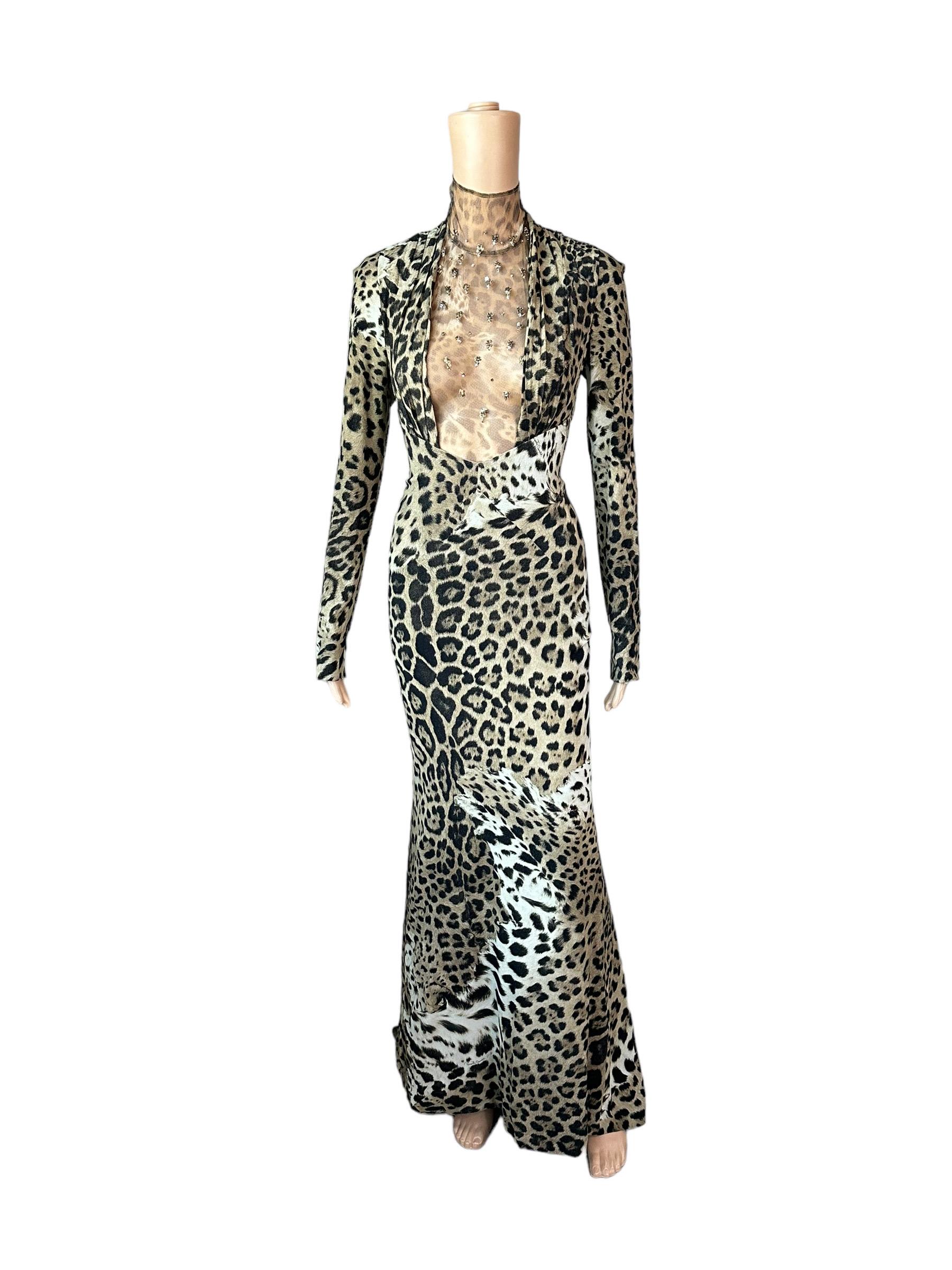 De las mujeres Roberto Cavalli 2010 Vestido de noche con estampado animal y corpiño adornado