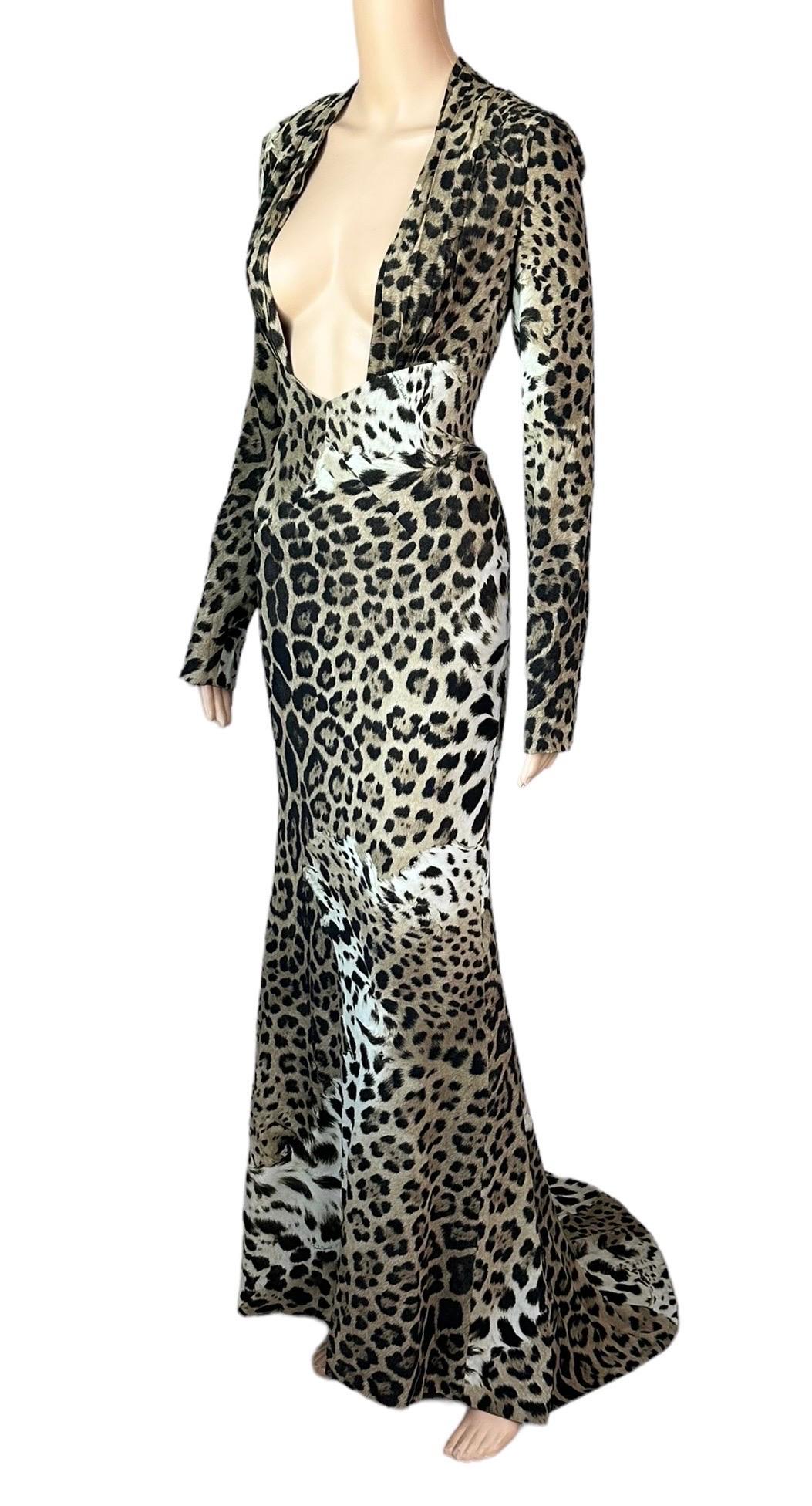 Roberto Cavalli 2010 Vestido de noche con estampado animal y corpiño adornado 3