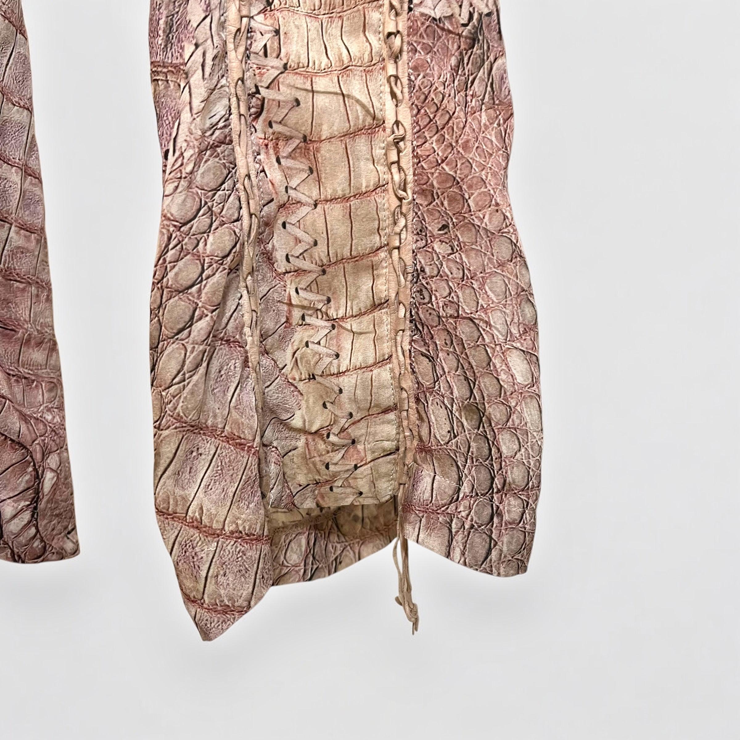 Brown Roberto Cavalli 2011 alligator print pants