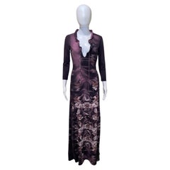 ROBERTO CAVALLI 2011 purple floral long maxi gown evening dress