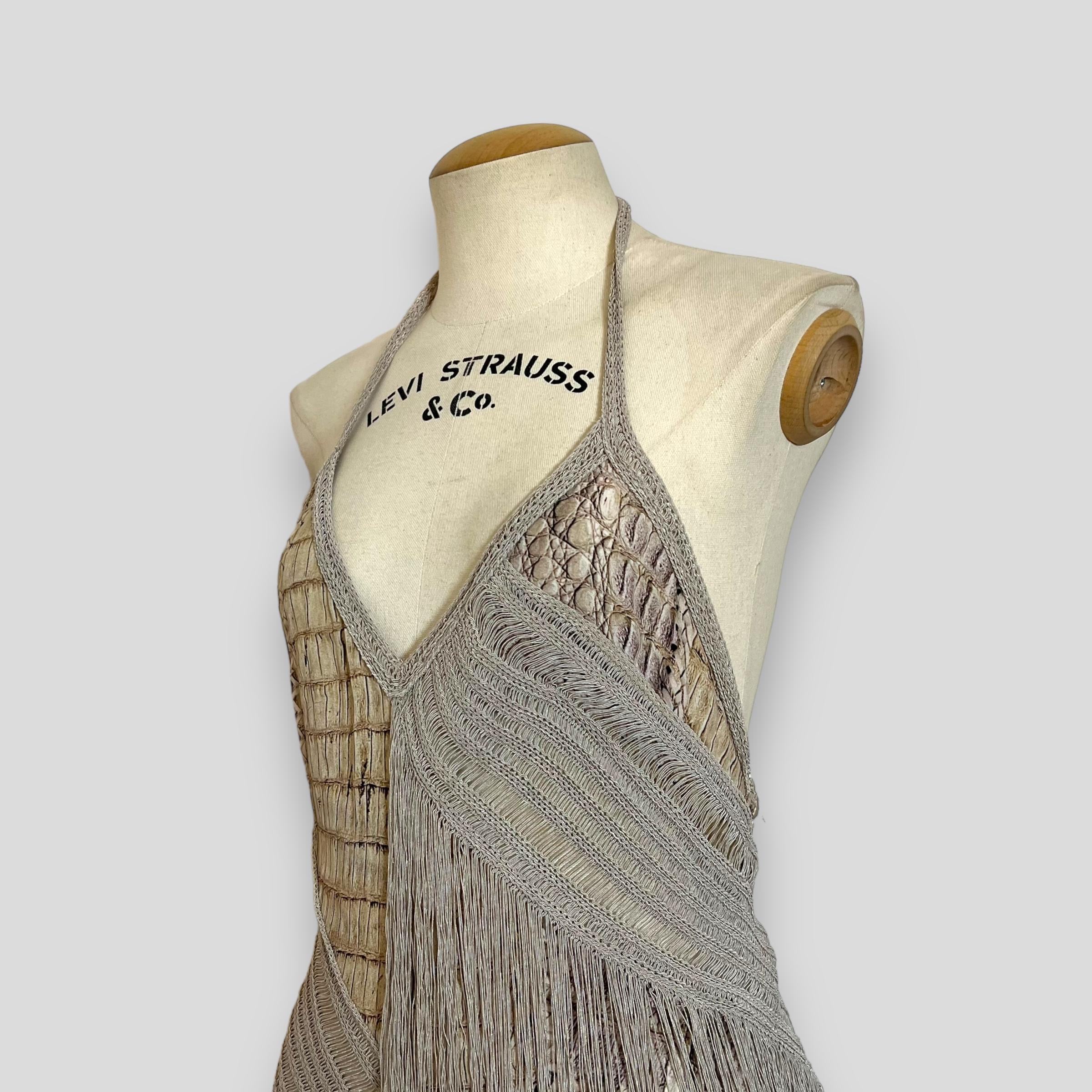 Roberto Cavalli 2011 s/s mini vestido escotado con flecos 1
