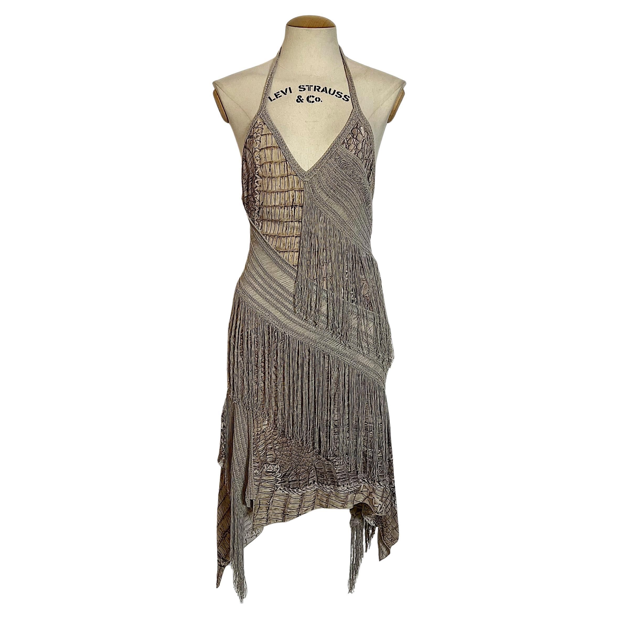 Roberto Cavalli 2011 s/s mini vestido escotado con flecos