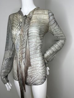 Roberto Cavalli 2011 silk cros fringe blouse