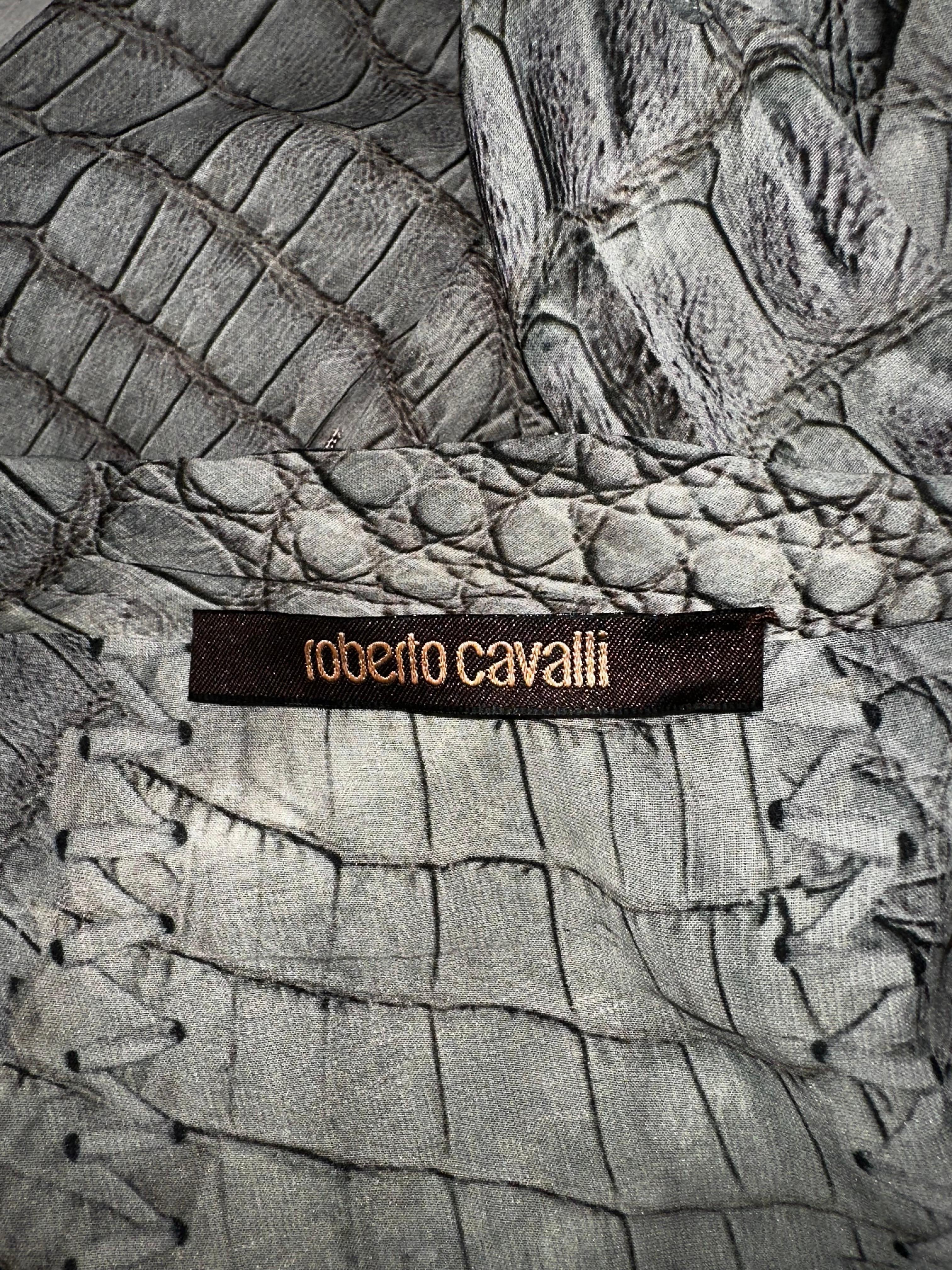 Roberto Cavalli 2011 silk cros fringe blouse In Good Condition For Sale In North Miami, FL