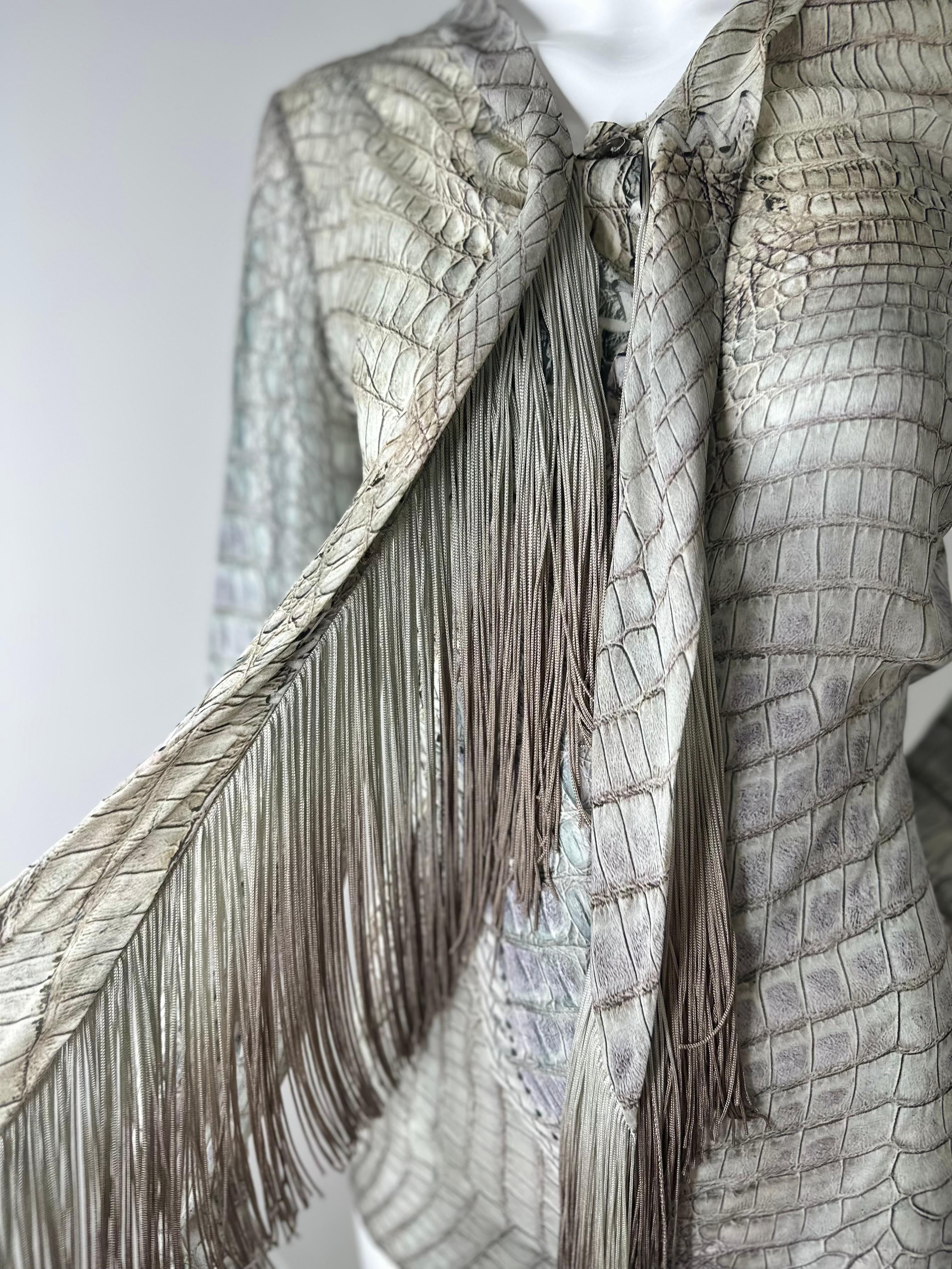 Roberto Cavalli 2011 silk cros fringe blouse For Sale 1