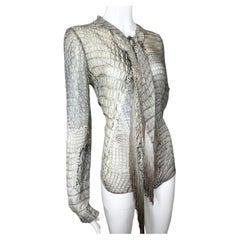 Roberto Cavalli 2011 silk cros fringe blouse