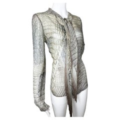 Roberto Cavalli 2011 silk cros fringe blouse 