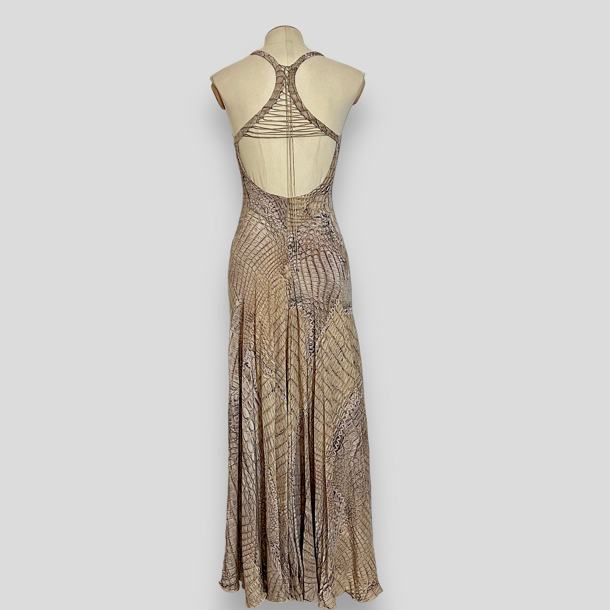 De las mujeres Roberto Cavalli 2011S/S Vestido halter de seda con estampado de serpiente