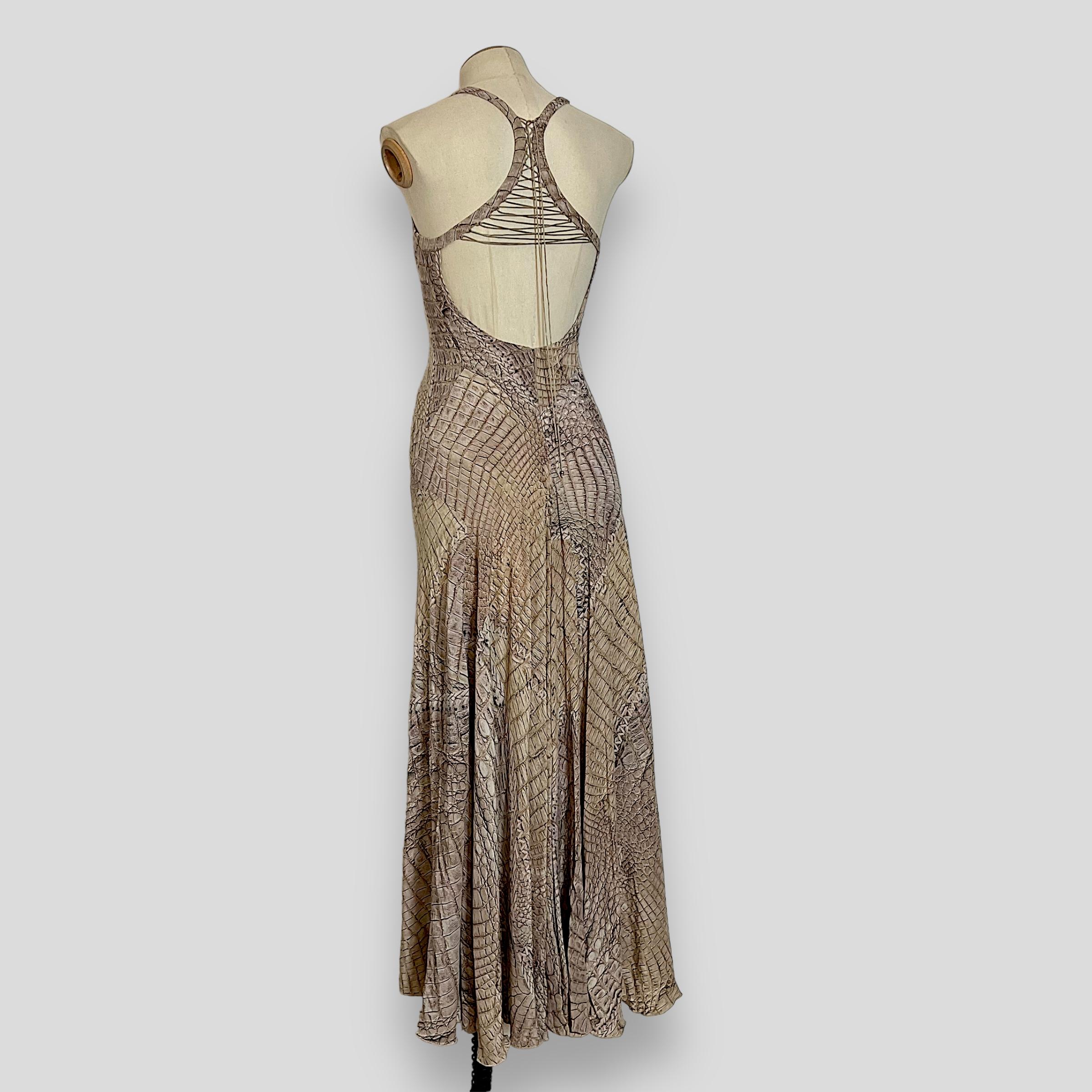Roberto Cavalli 2011S/S Vestido halter de seda con estampado de serpiente 1