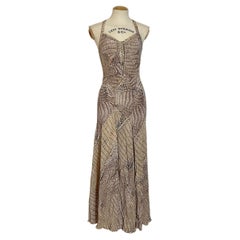 Roberto Cavalli 2011S/S Vestido halter de seda con estampado de serpiente