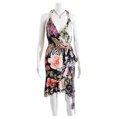 Mini-robe à volants et motif floral Roberto Cavalli 2013, taille 42