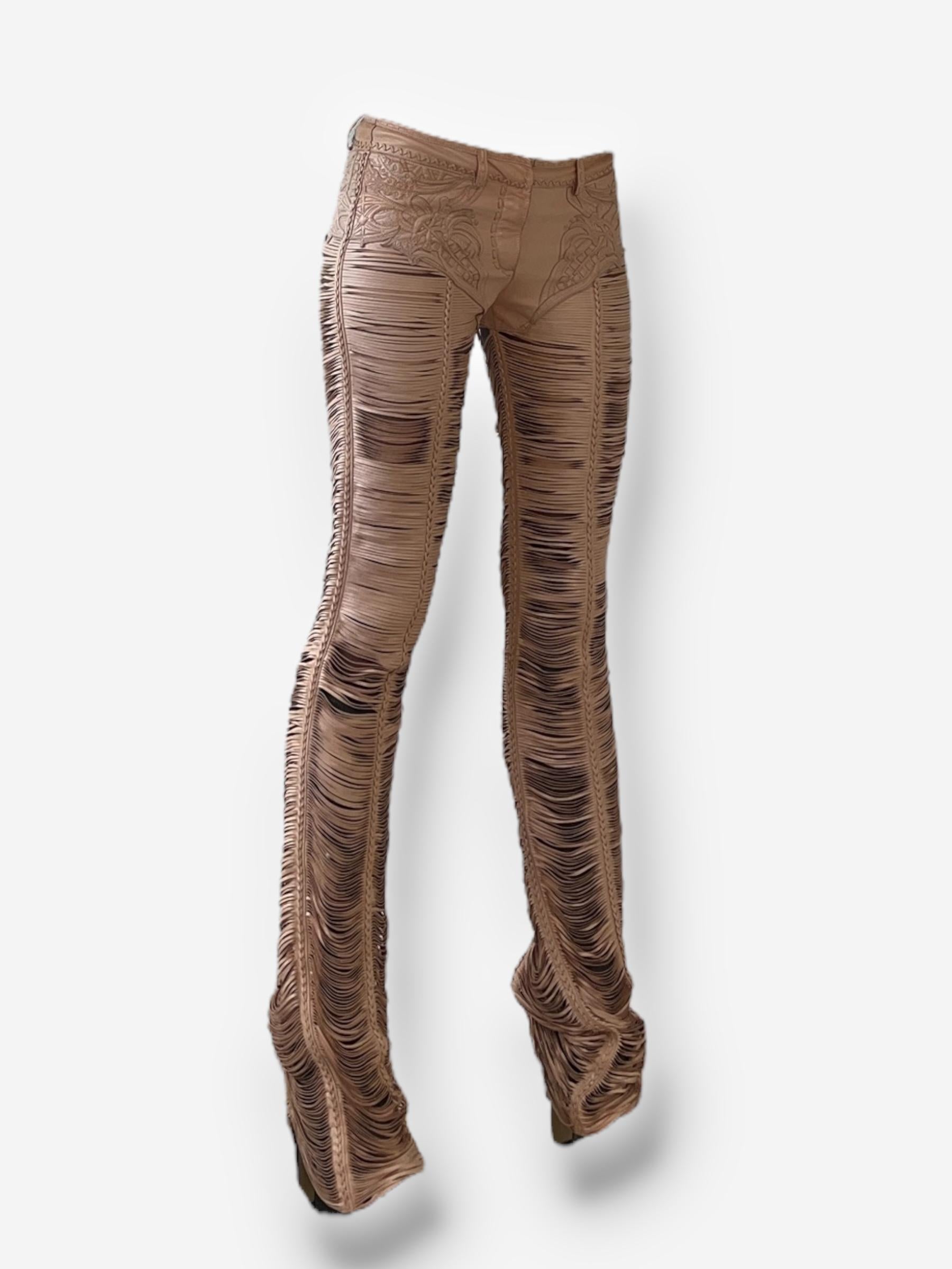 Roberto Cavalli 2013 Leather Cut-Out Pants 6