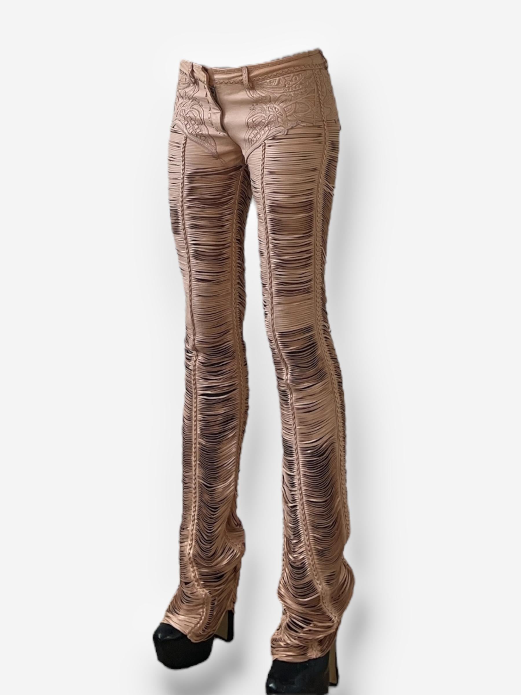 Roberto Cavalli 2013 Leather Cut-Out Pants 7
