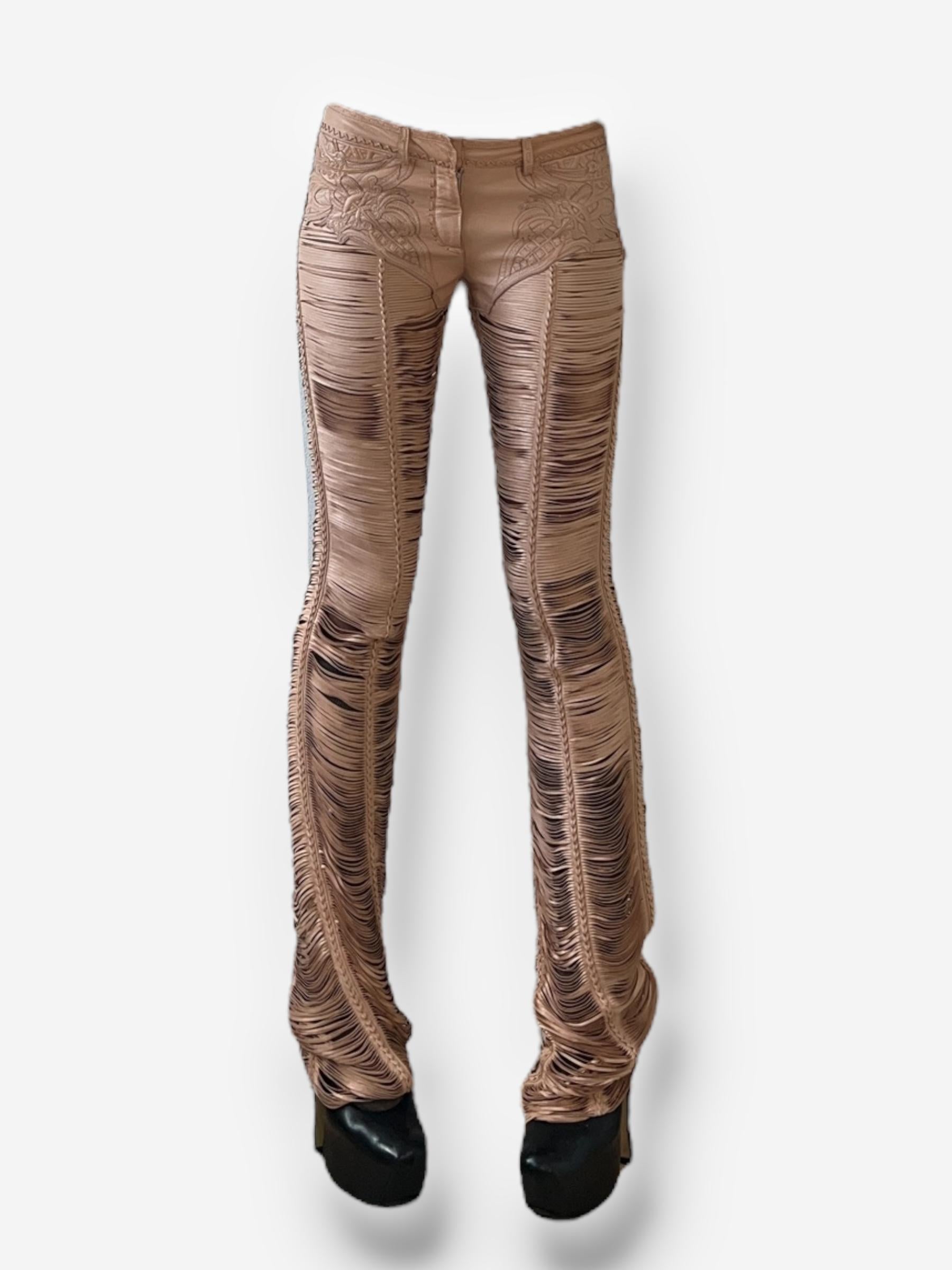 Roberto Cavalli 2013 Leather Cut-Out Pants 8