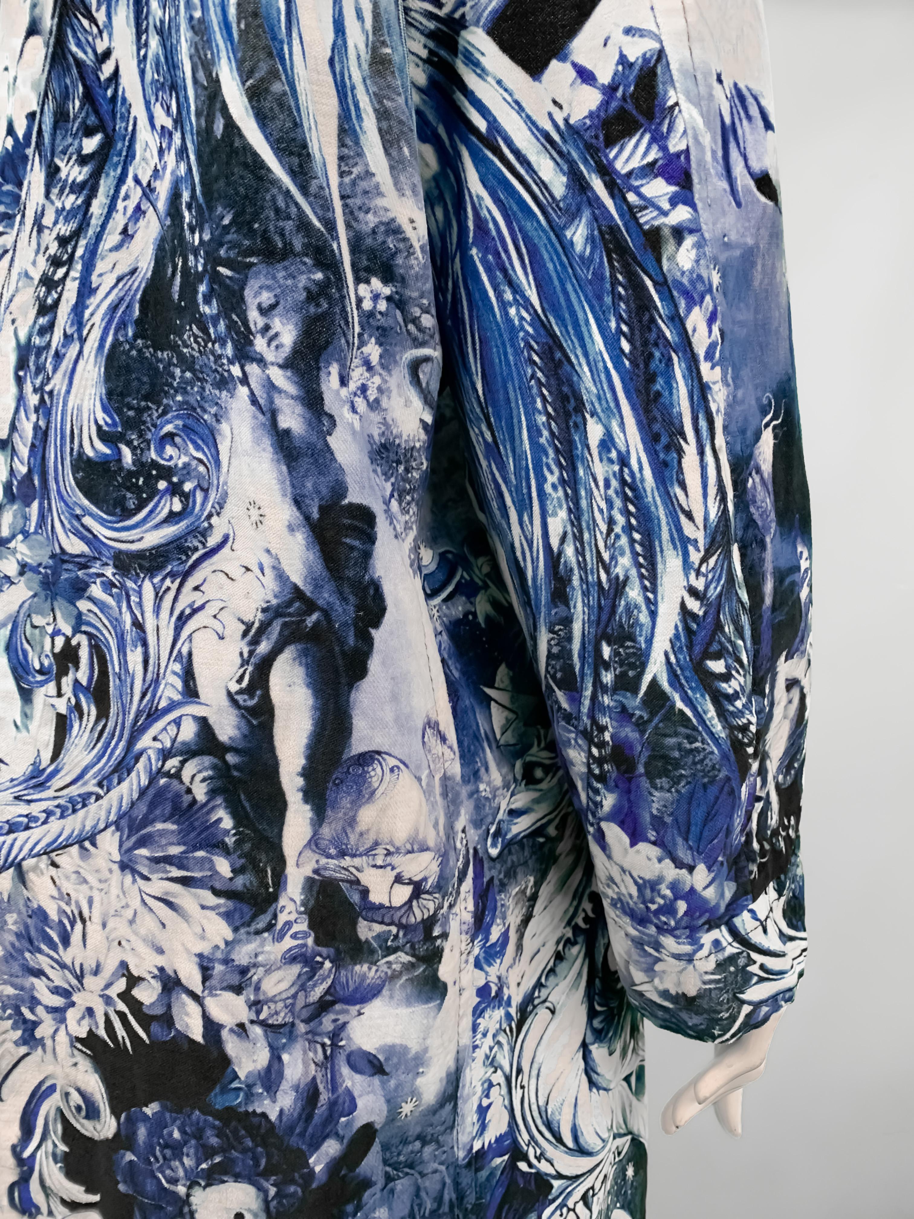 Women's or Men's Roberto Cavalli 2016 Chinoiserie Velvet Jacket, Coat w/Baroque Porcelain Print 