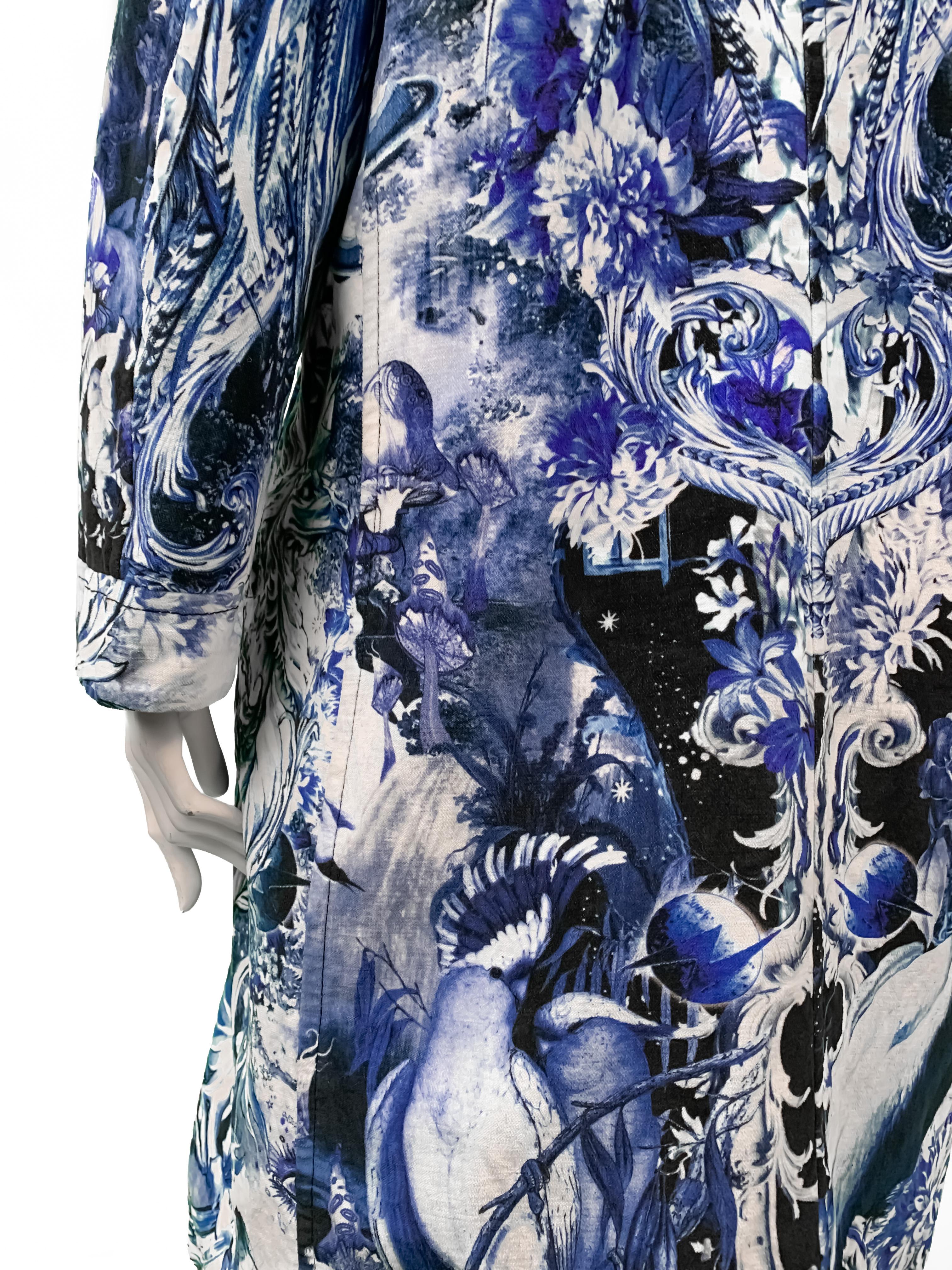 Roberto Cavalli 2016 Chinoiserie Velvet Jacket, Coat w/Baroque Porcelain Print  1