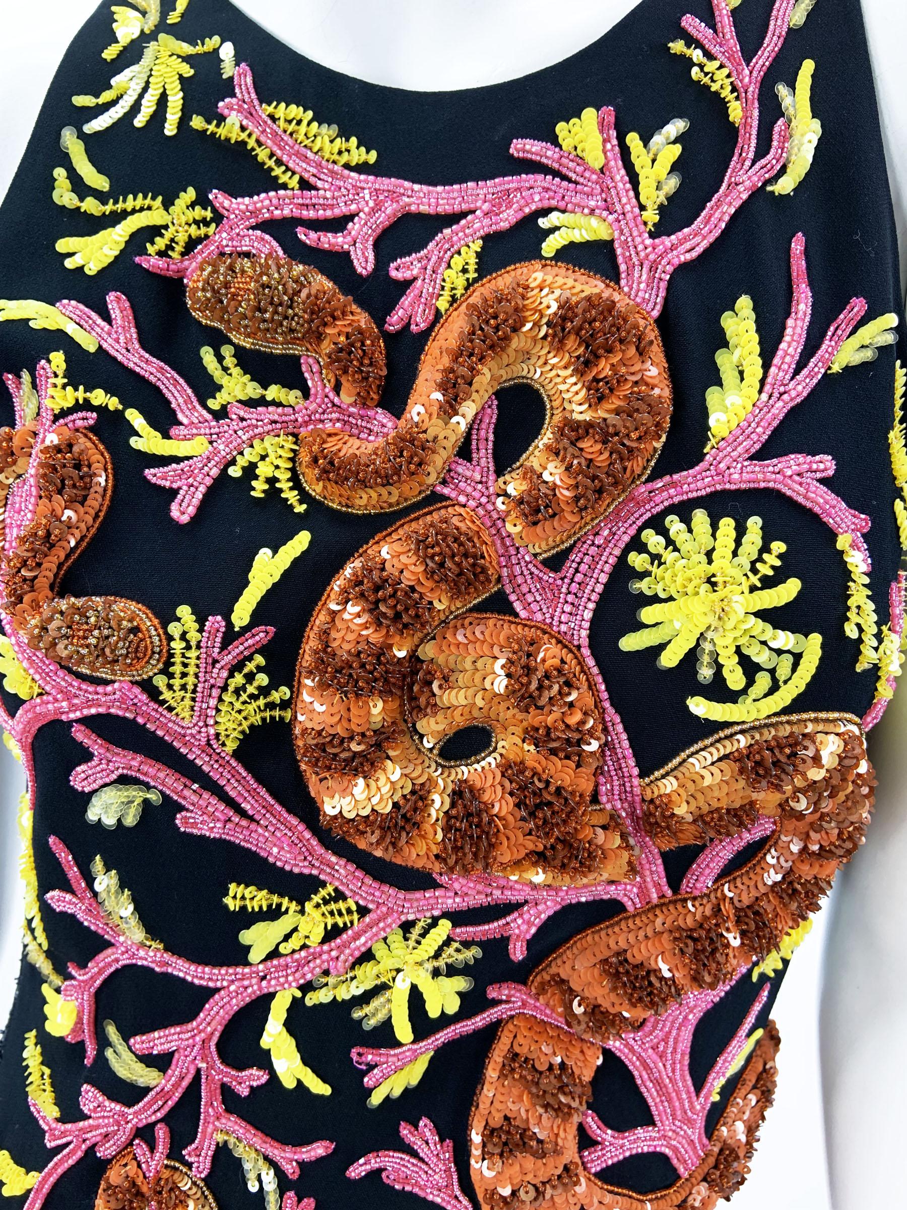 New Roberto Cavalli 3-D Snake Corals Embellished Lace Mini Dress Italian 38, 40 For Sale 5