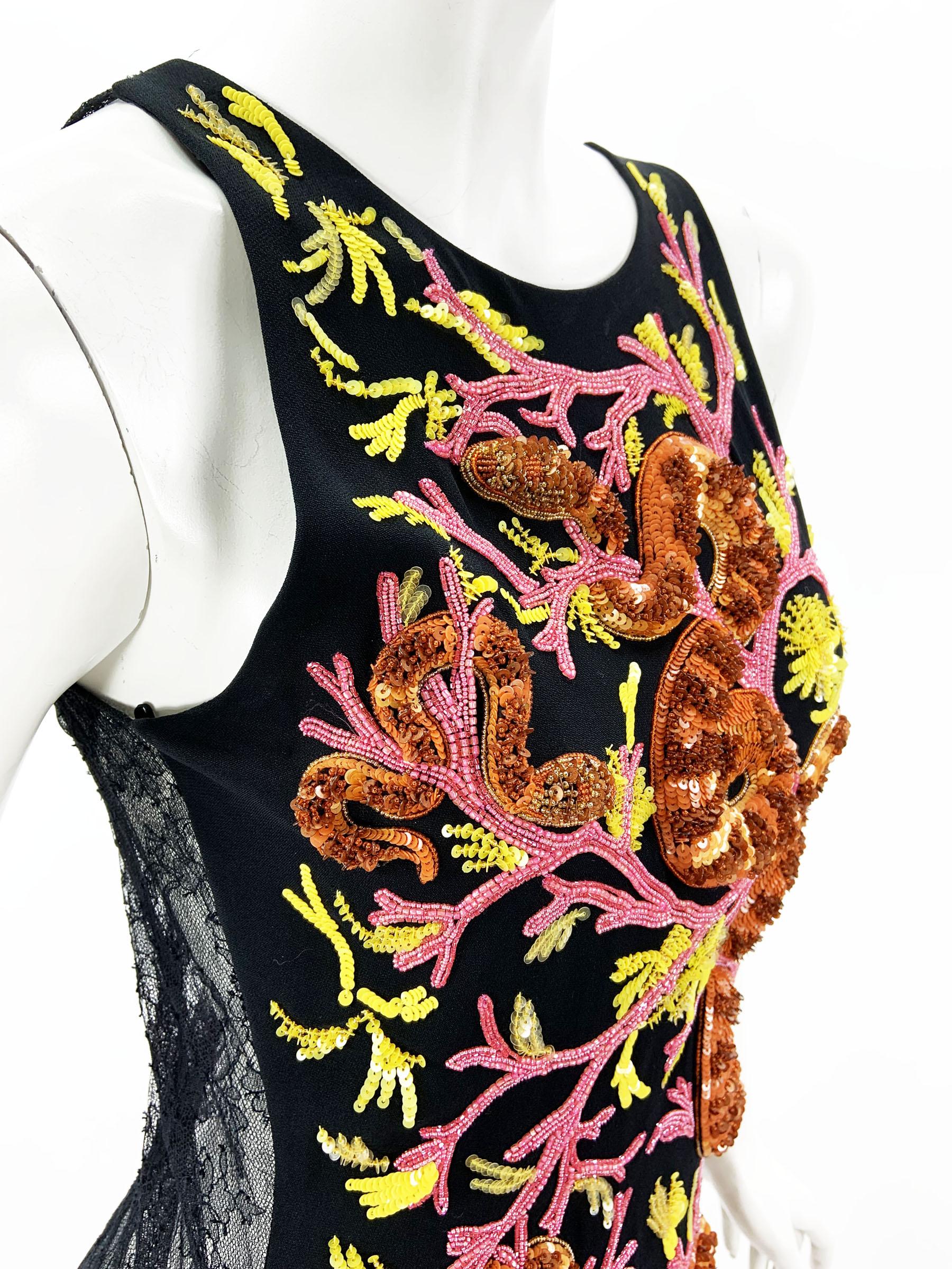 New Roberto Cavalli 3-D Snake Corals Embellished Lace Mini Dress Italian 38, 40 For Sale 6