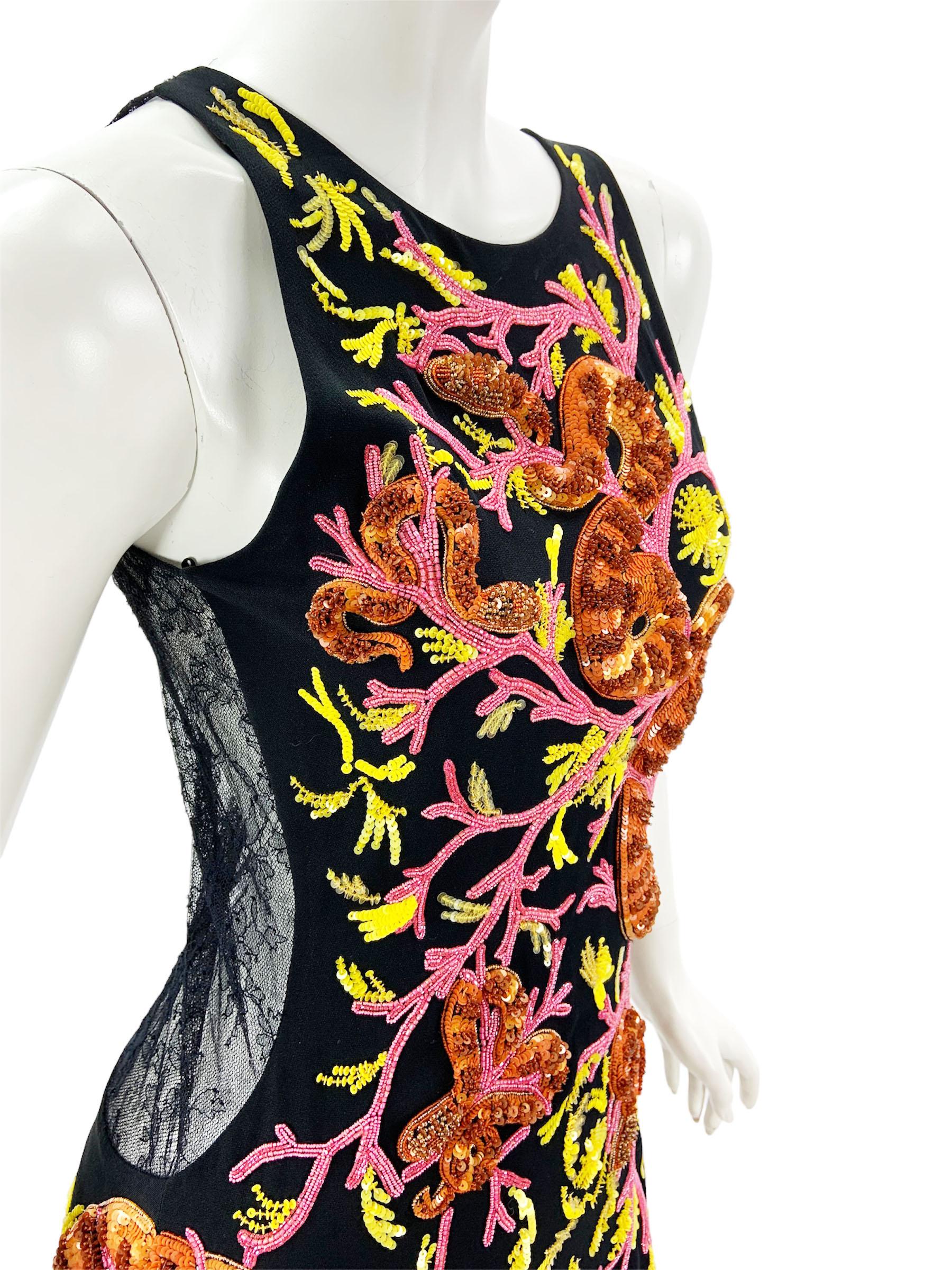 New Roberto Cavalli 3-D Snake Corals Embellished Lace Mini Dress Italian 38, 40 For Sale 1