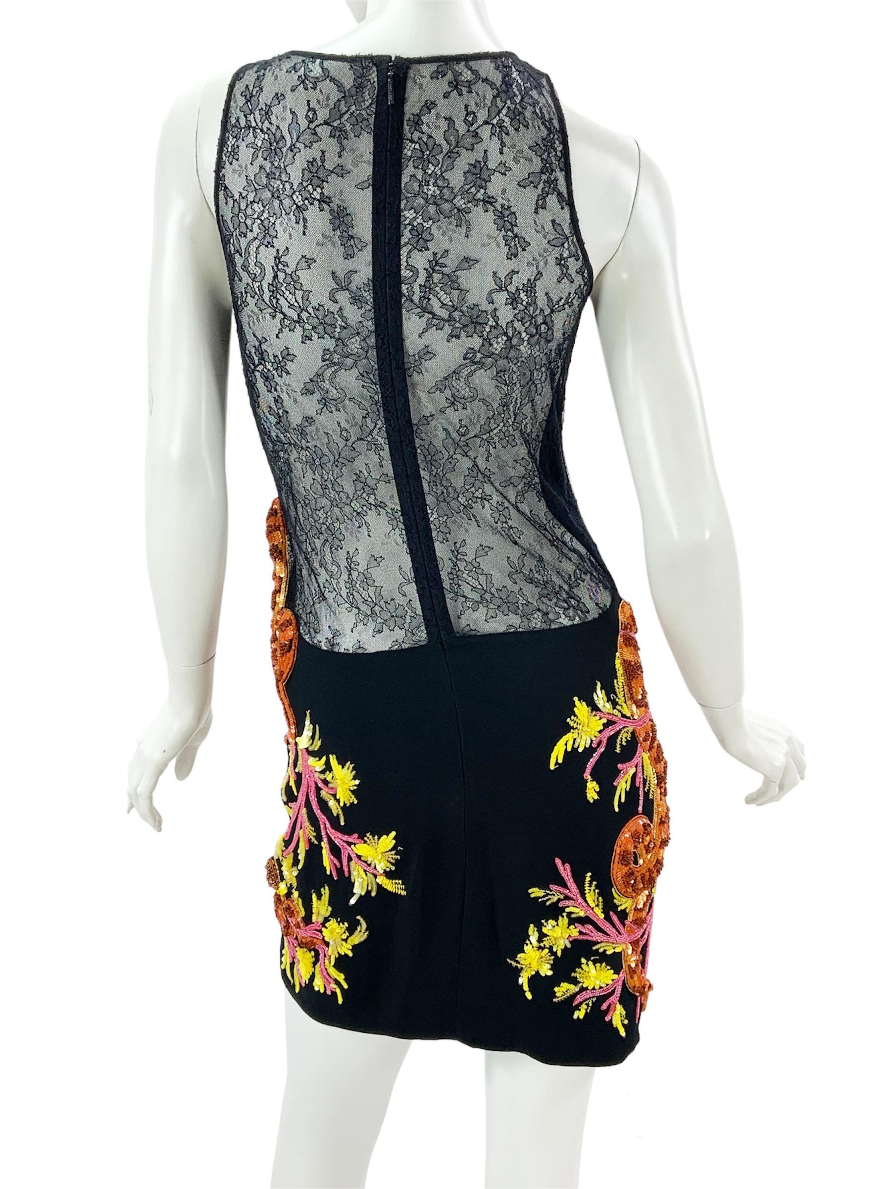New Roberto Cavalli 3-D Snake Corals Embellished Lace Mini Dress Italian 38, 40 For Sale 2