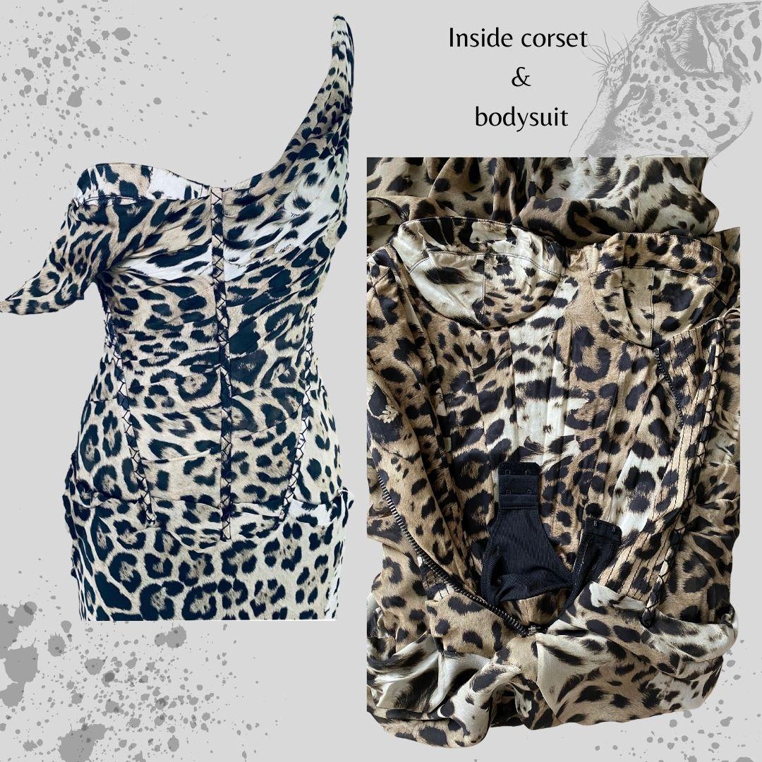 Women's Roberto Cavalli 40th Anniversary Leopard Corset Dress Pre-Fall 2010 Size 40IT For Sale