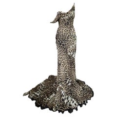 Antique Roberto Cavalli 40th Anniversary Leopard Corset Dress Pre-Fall 2010 Size 40IT